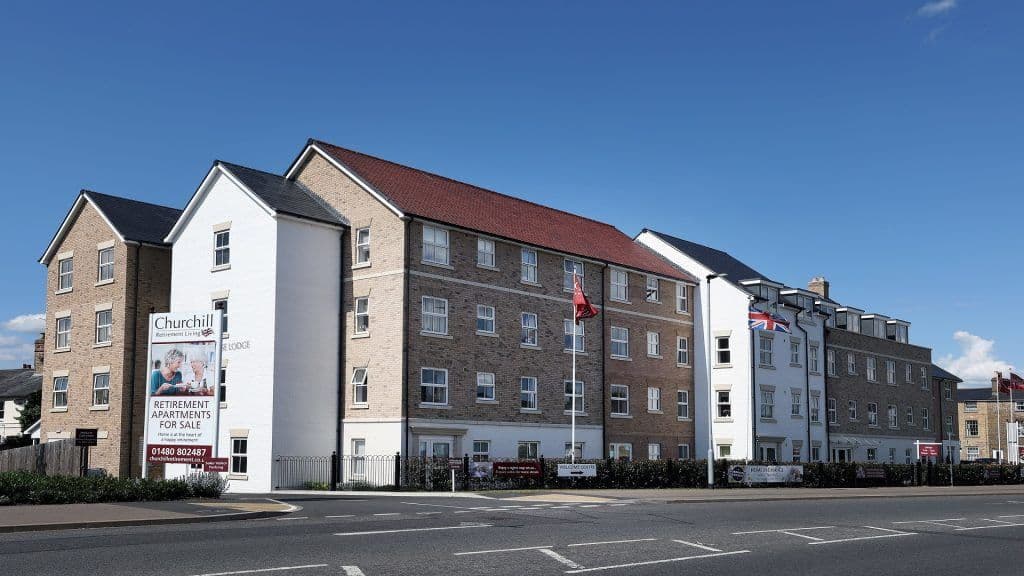 Exterior of Moorhouse Lodge Retirement Development in Huntingdon, Cambridgeshire