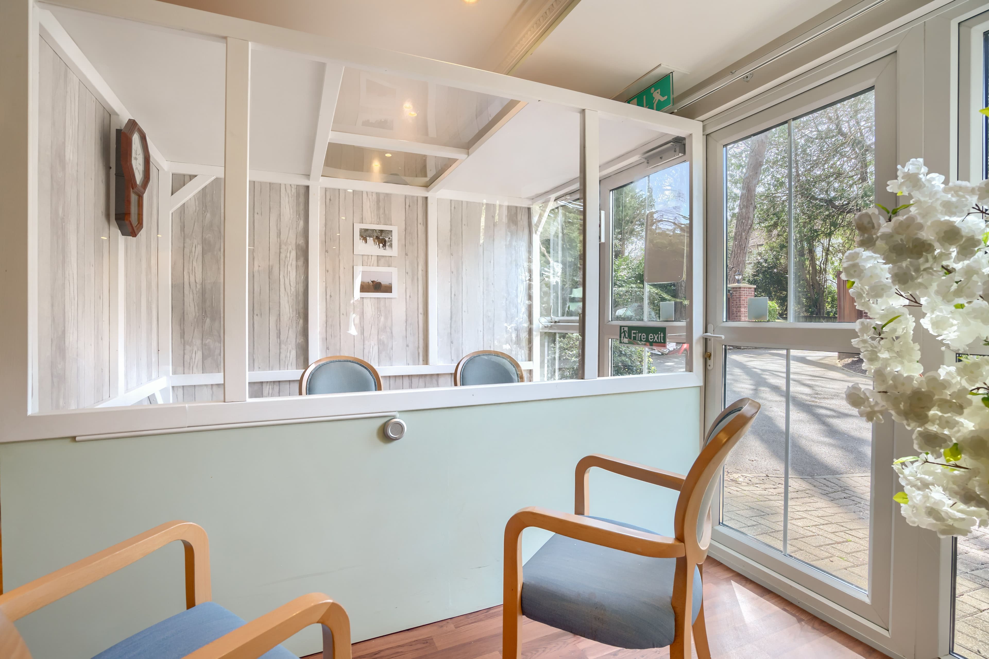 COVID-safe space of Aranlow House Care Home in Poole, Dorset