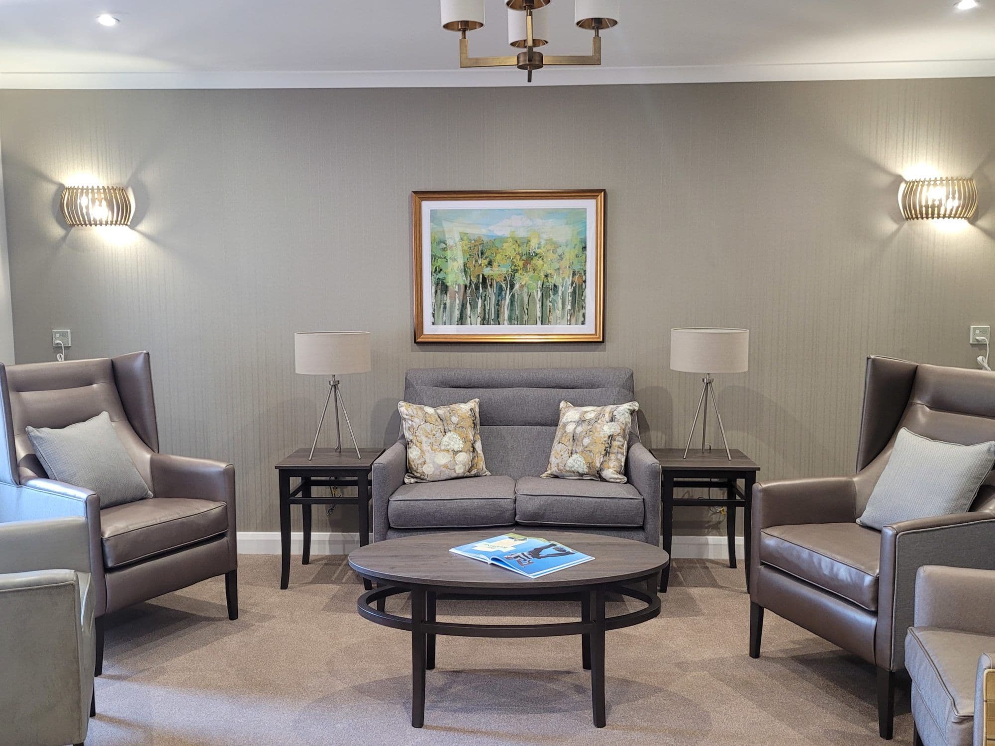 Lounge of Nodens Manor care home in Lydney, Gloucestershire