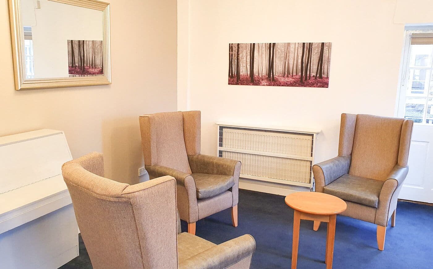 Lounge of Northleach Court care home in Cheltenham, Gloucestershire