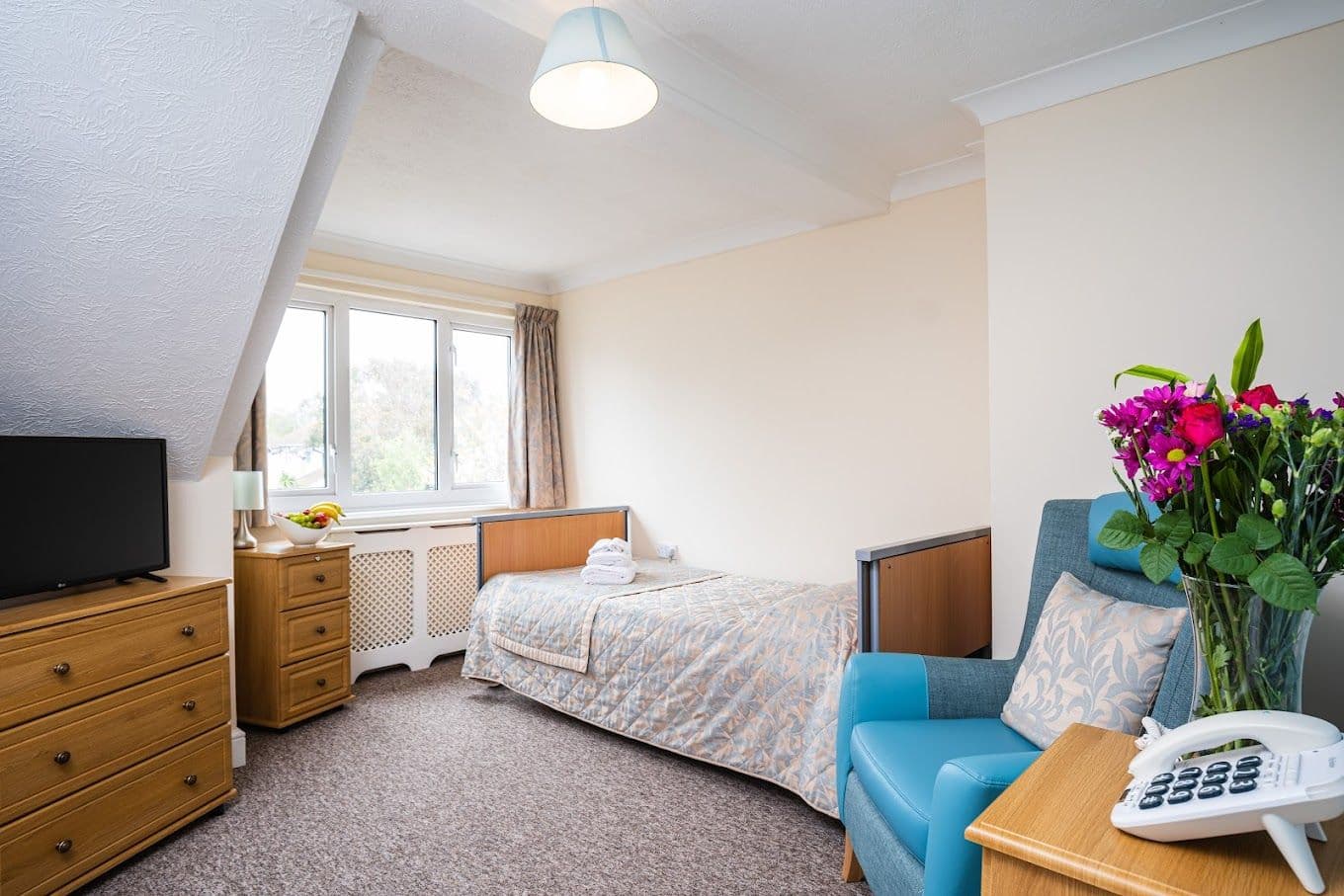 Bedroom of Oakland Court care home in Bognor Regis