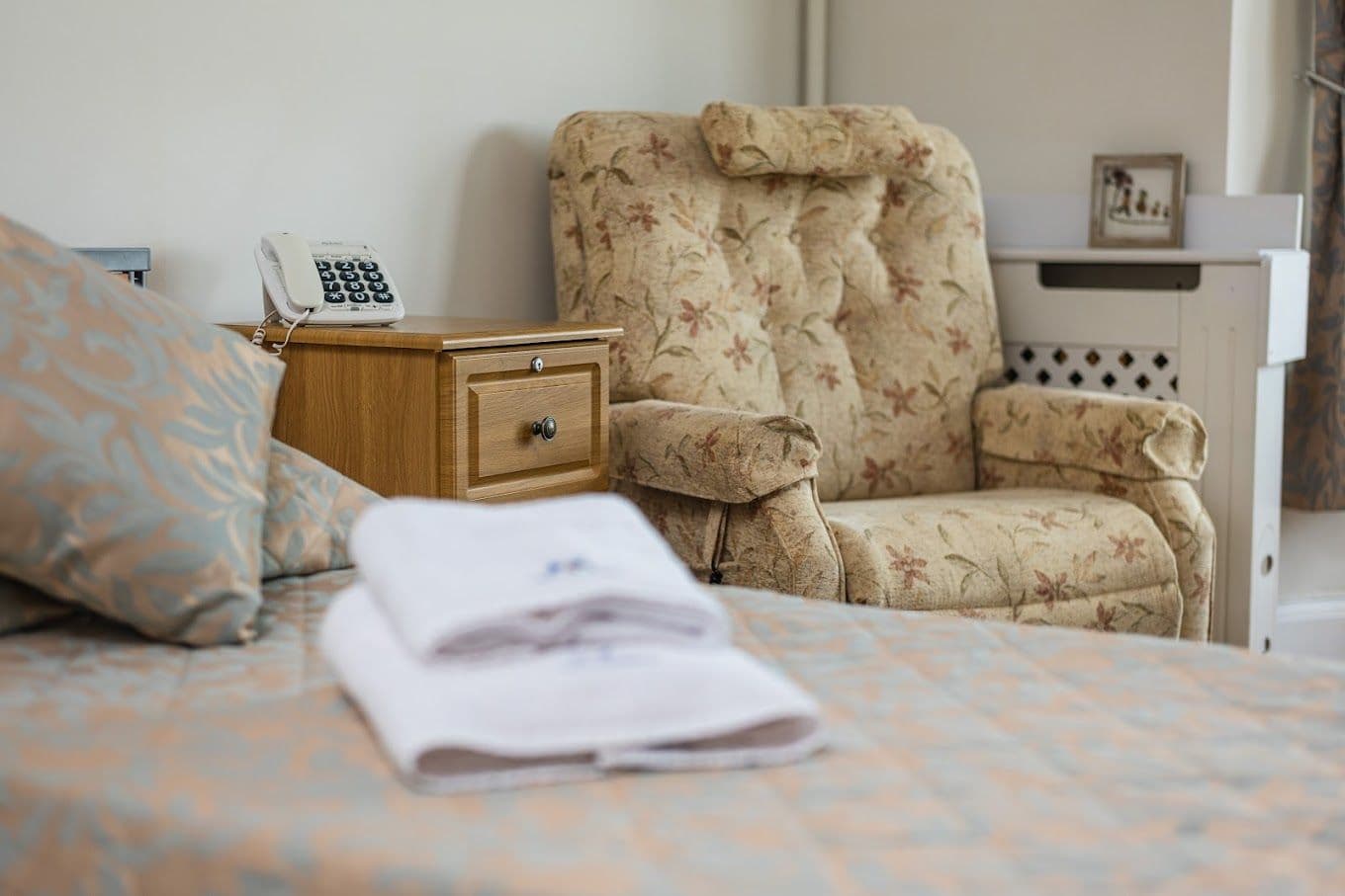 Bedroom of Oakland Grange care home in Littlehampton