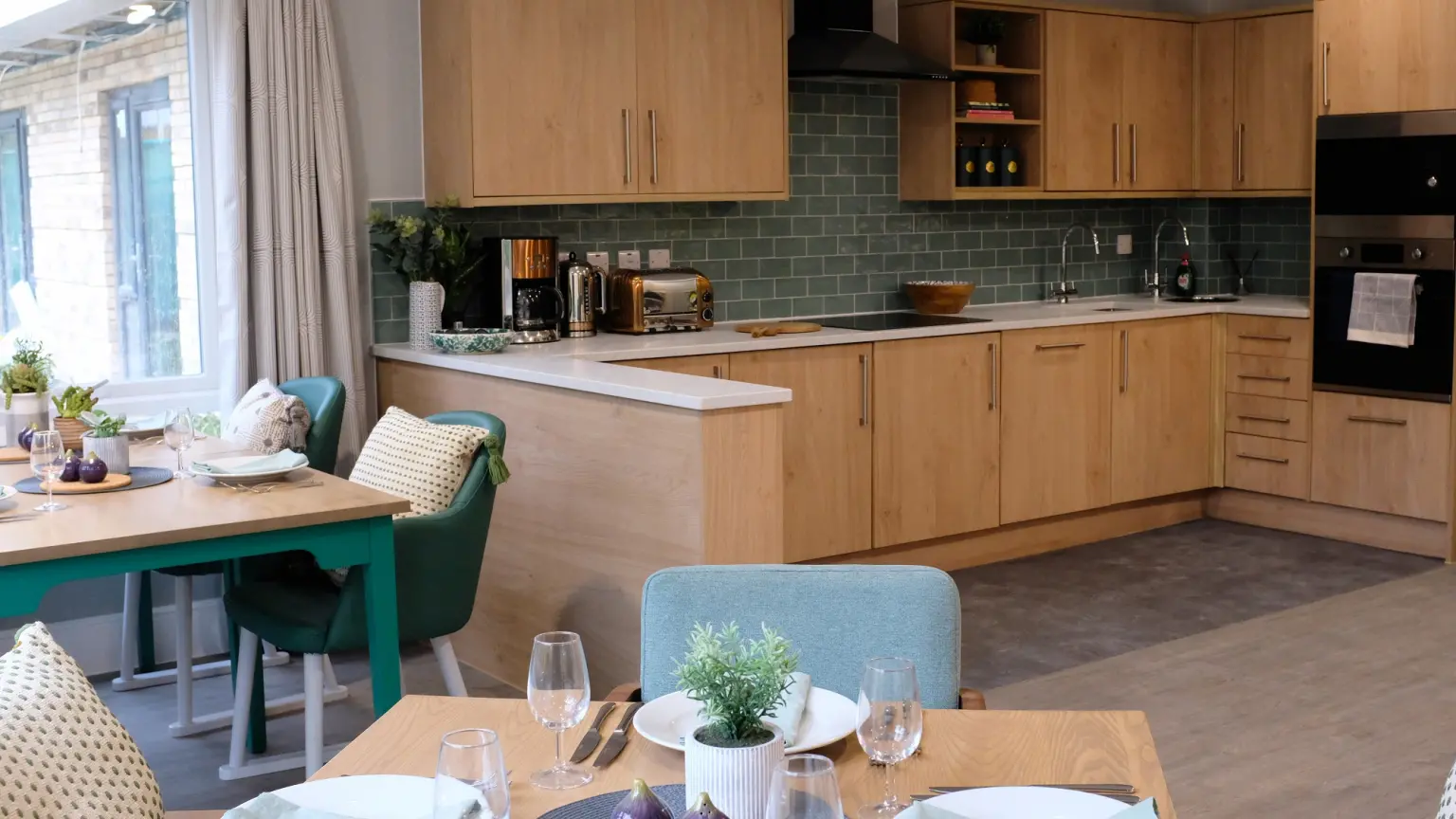 Kitchen of Oakmoor Lodge care home in Bushey, Hertfordshire