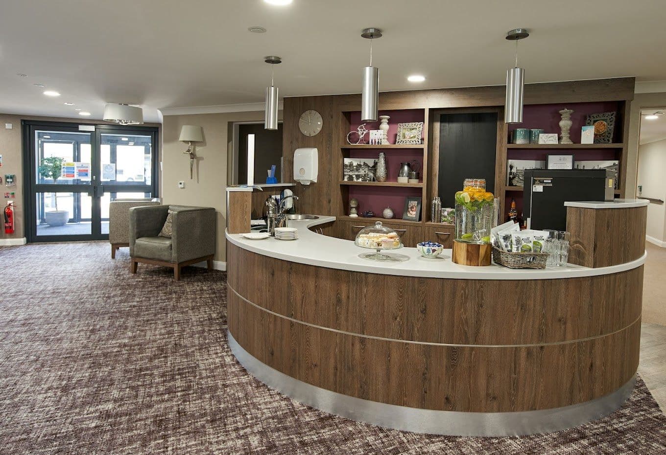 Reception of Old Sarum Manor care home in Salisbury, Wiltshire