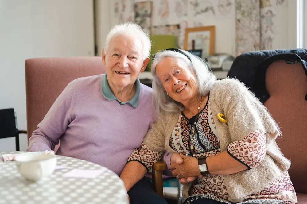 Older man and woman smiling