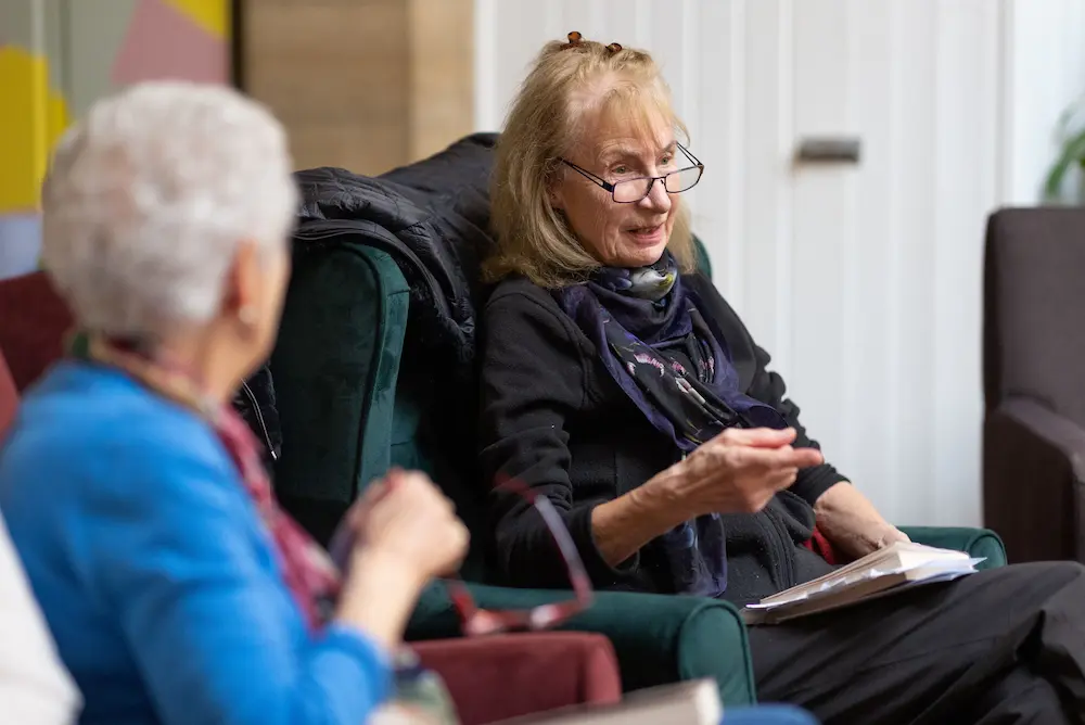 Older women reading together