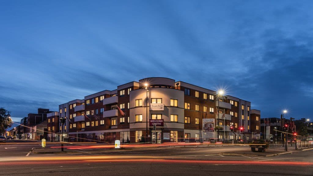 Exterior of Oscar Lodge retirement development in Aylesbury, Buckinghamshire