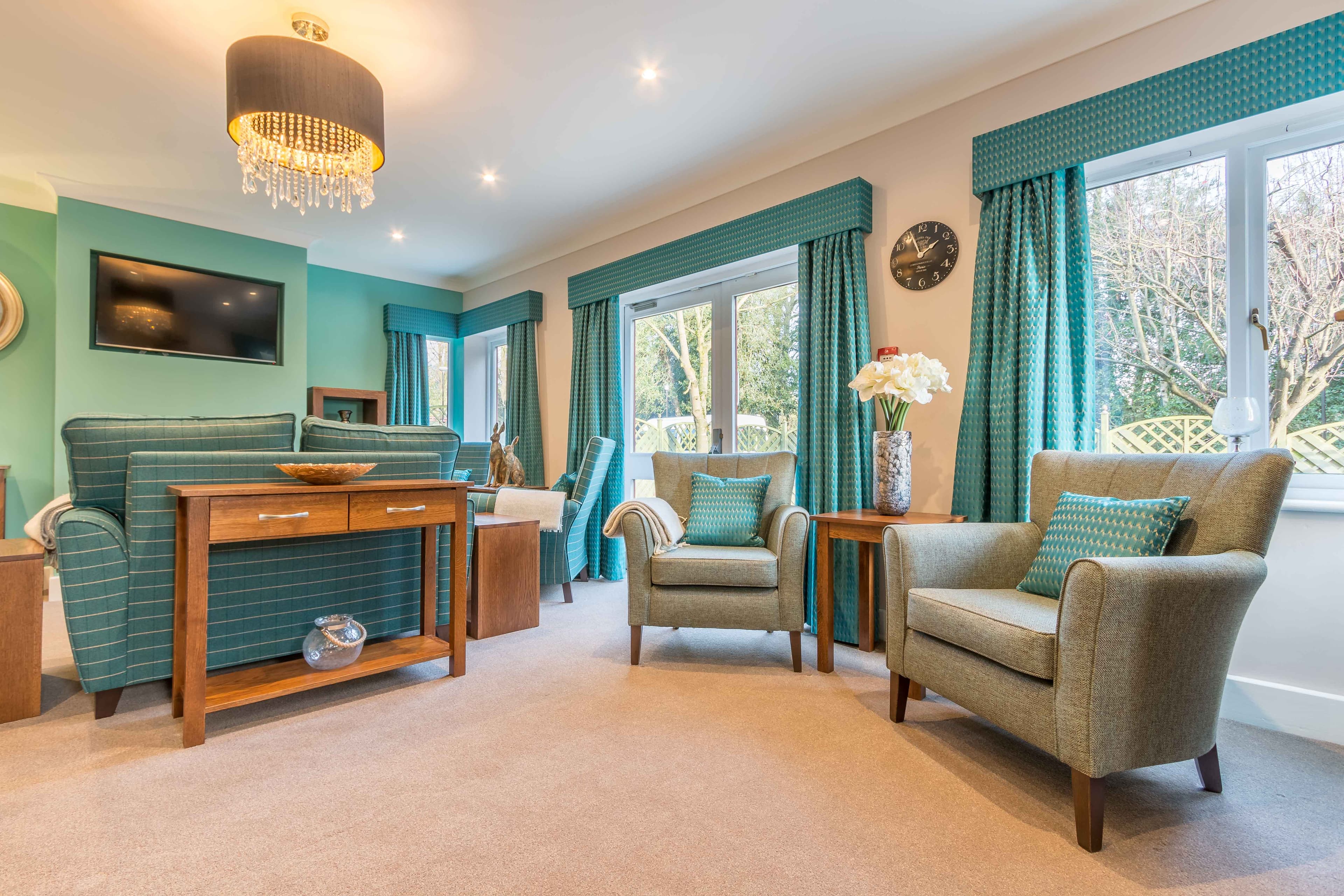 Communal Lounge at Overslade House Care Home in Rugby, Warwickshire