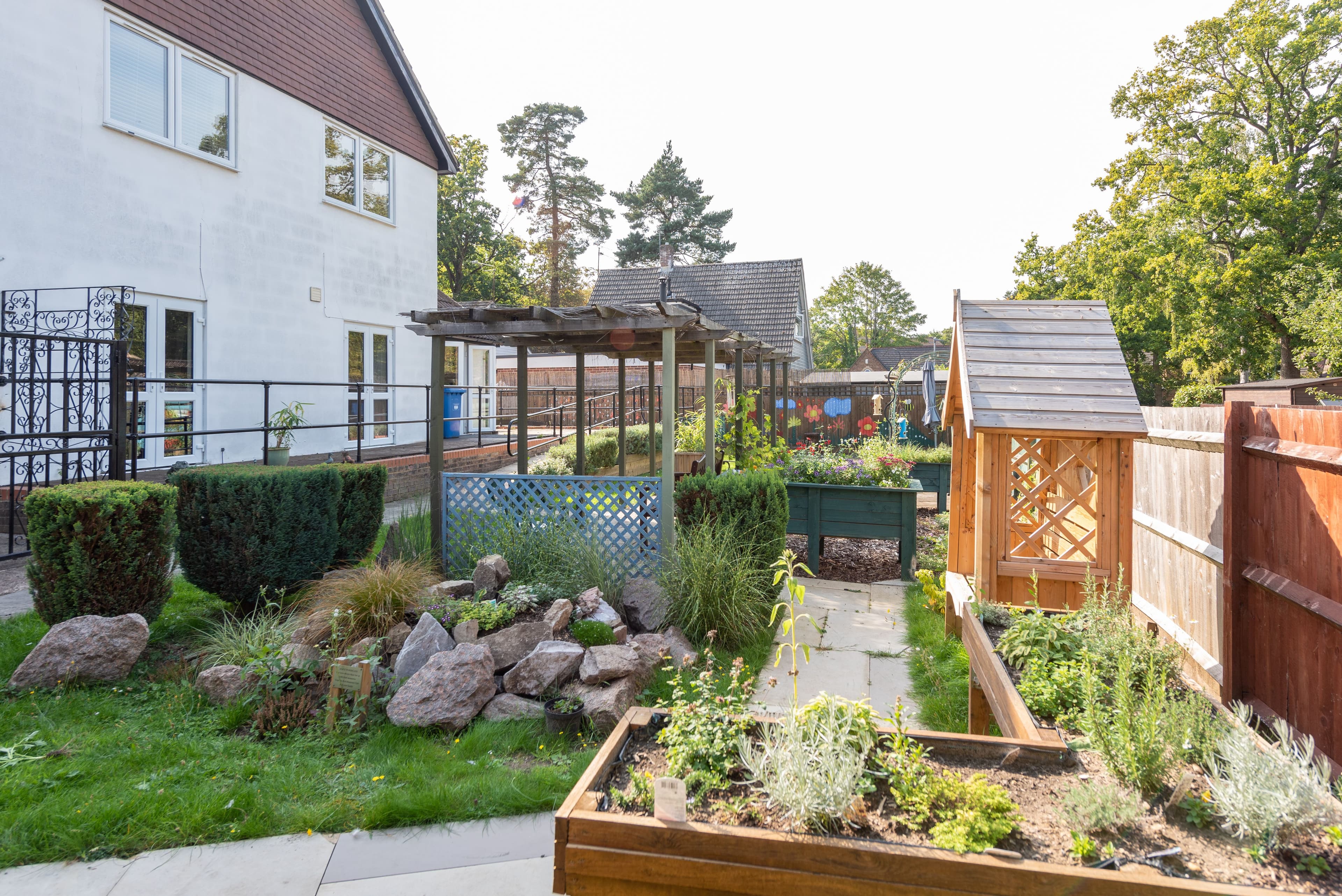 Garden of Pinehurst care home in Crowthorne, Berkshire