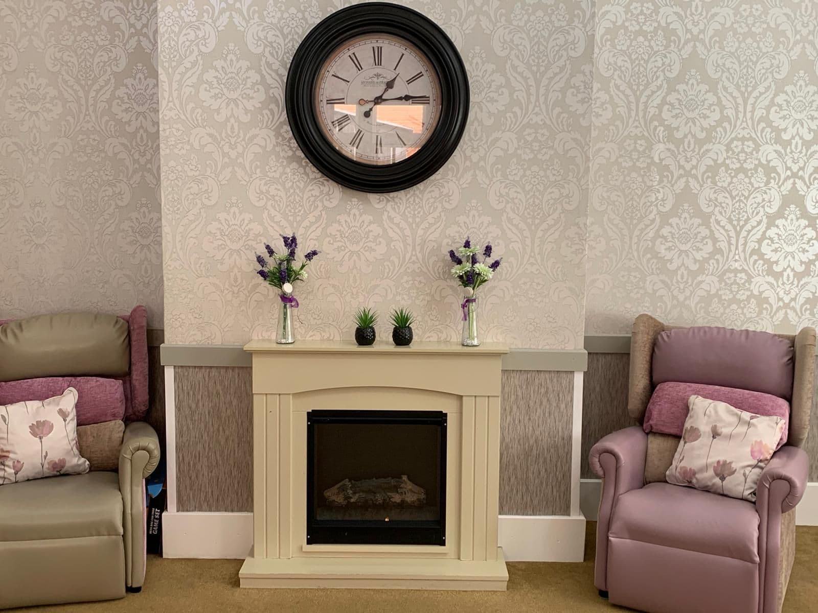 Communal lounge of Park House care home in Bewdley, West Midlands