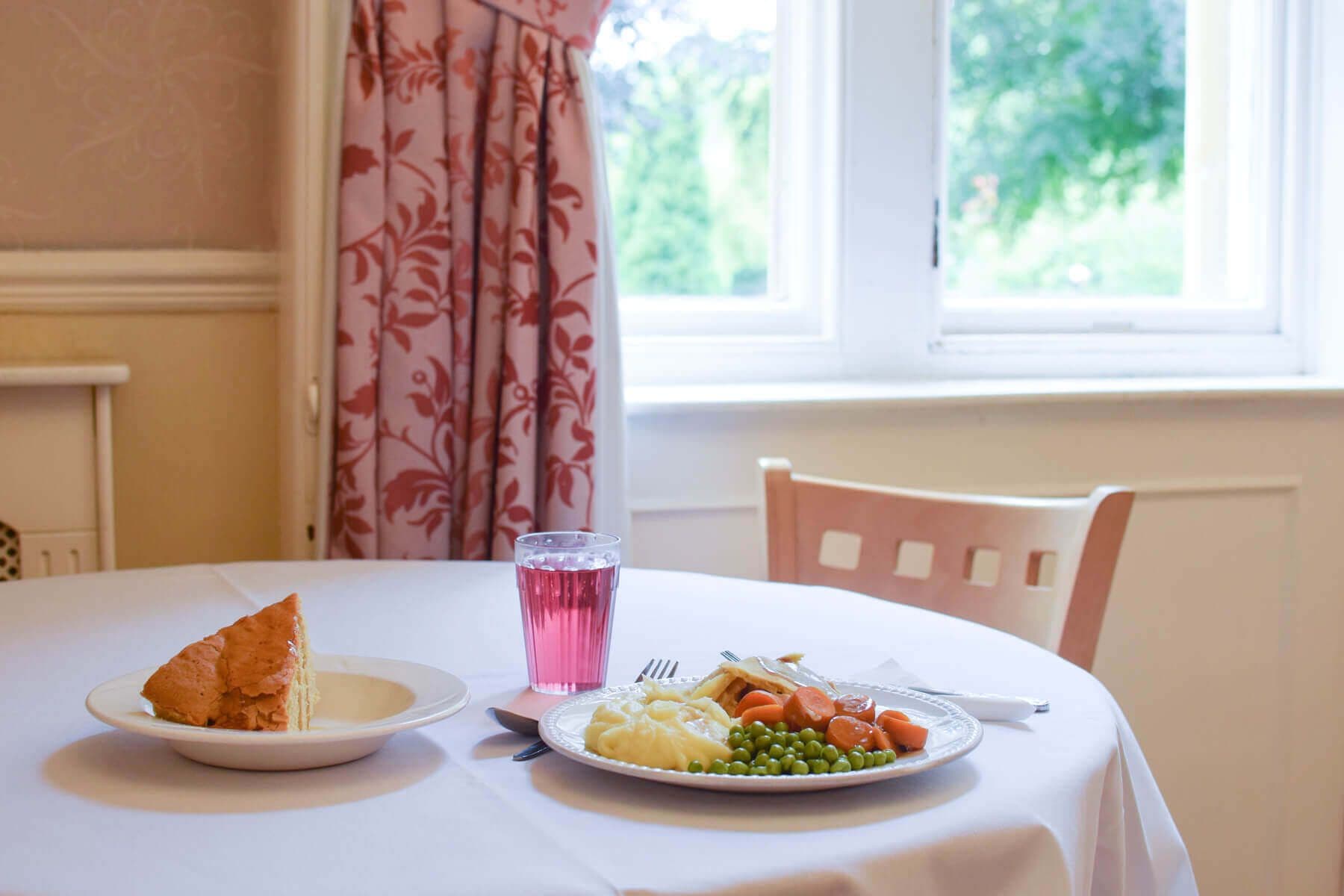 Communal dining room of Park House care home in Bewdley, West Midlands