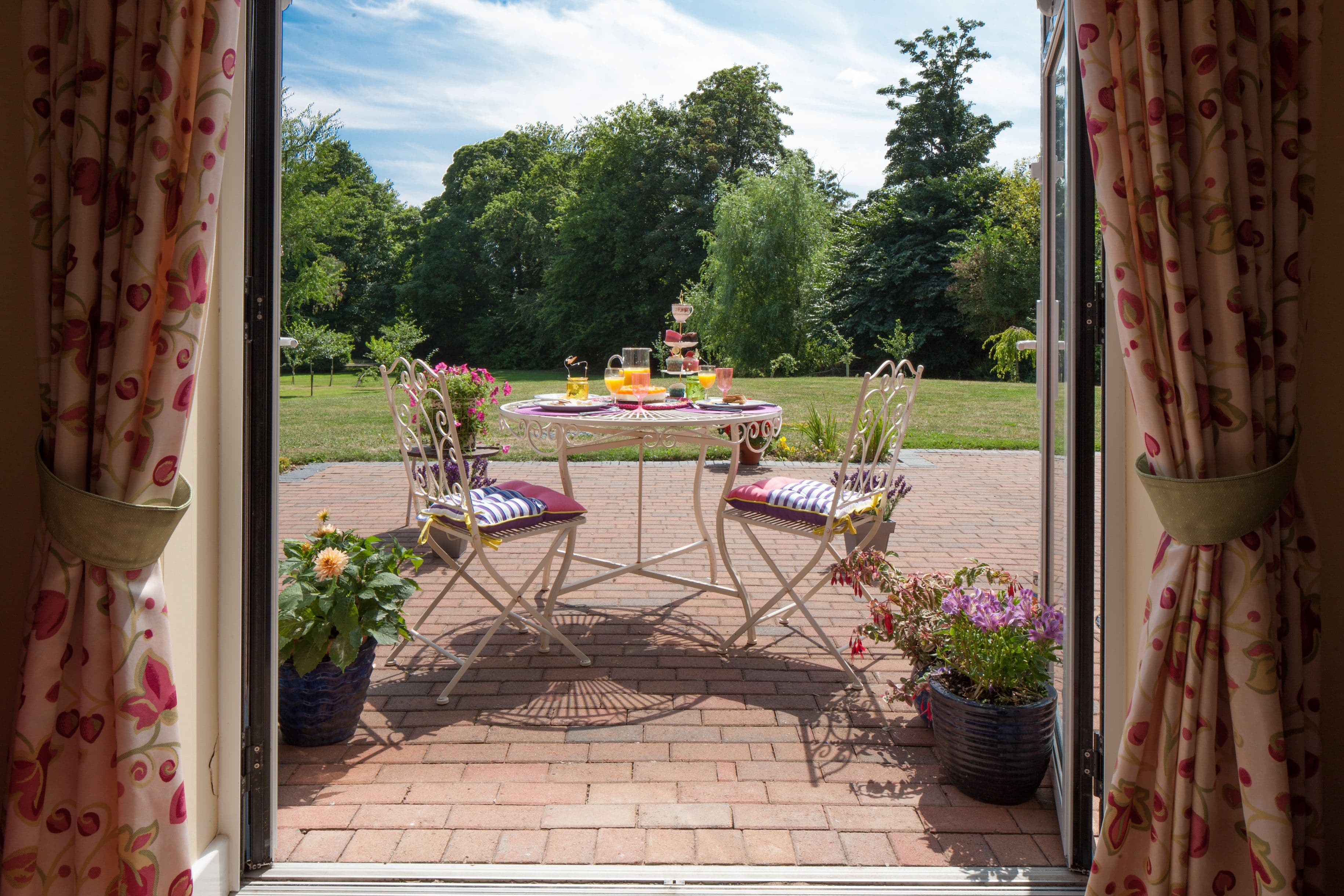 Courtyard of Pax Hill Care Home in Bentley, Surrey