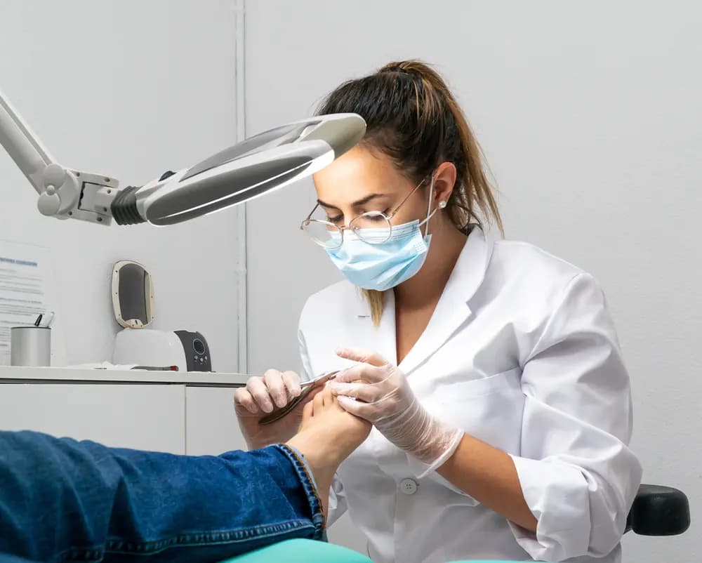 Podiatrist giving foot care