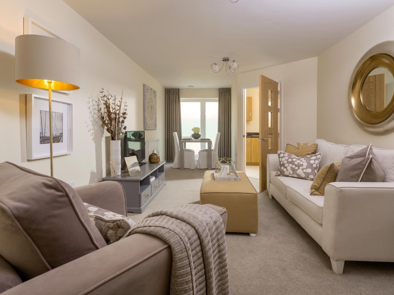 Lounge area of Portland Grange retirement development in Leek, Staffordshire