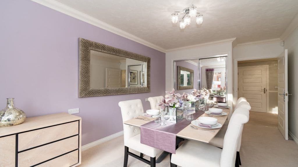 Dining Room of Spitfire Lodge Retirement Development in Hampshire, South East England