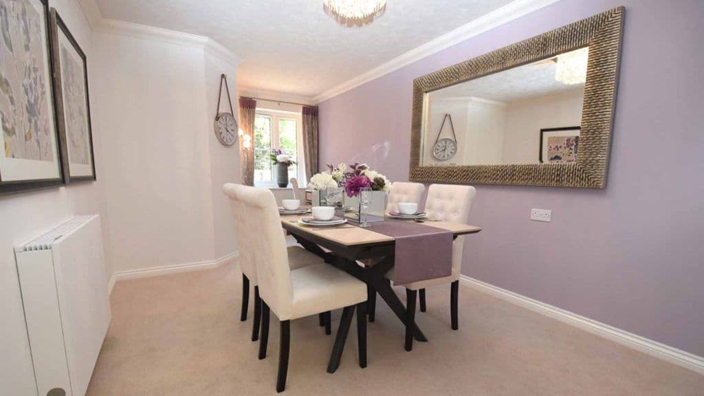 Dining room of Chiltern Lodge retirement development in Princes Risborough, Buckinghamshire 