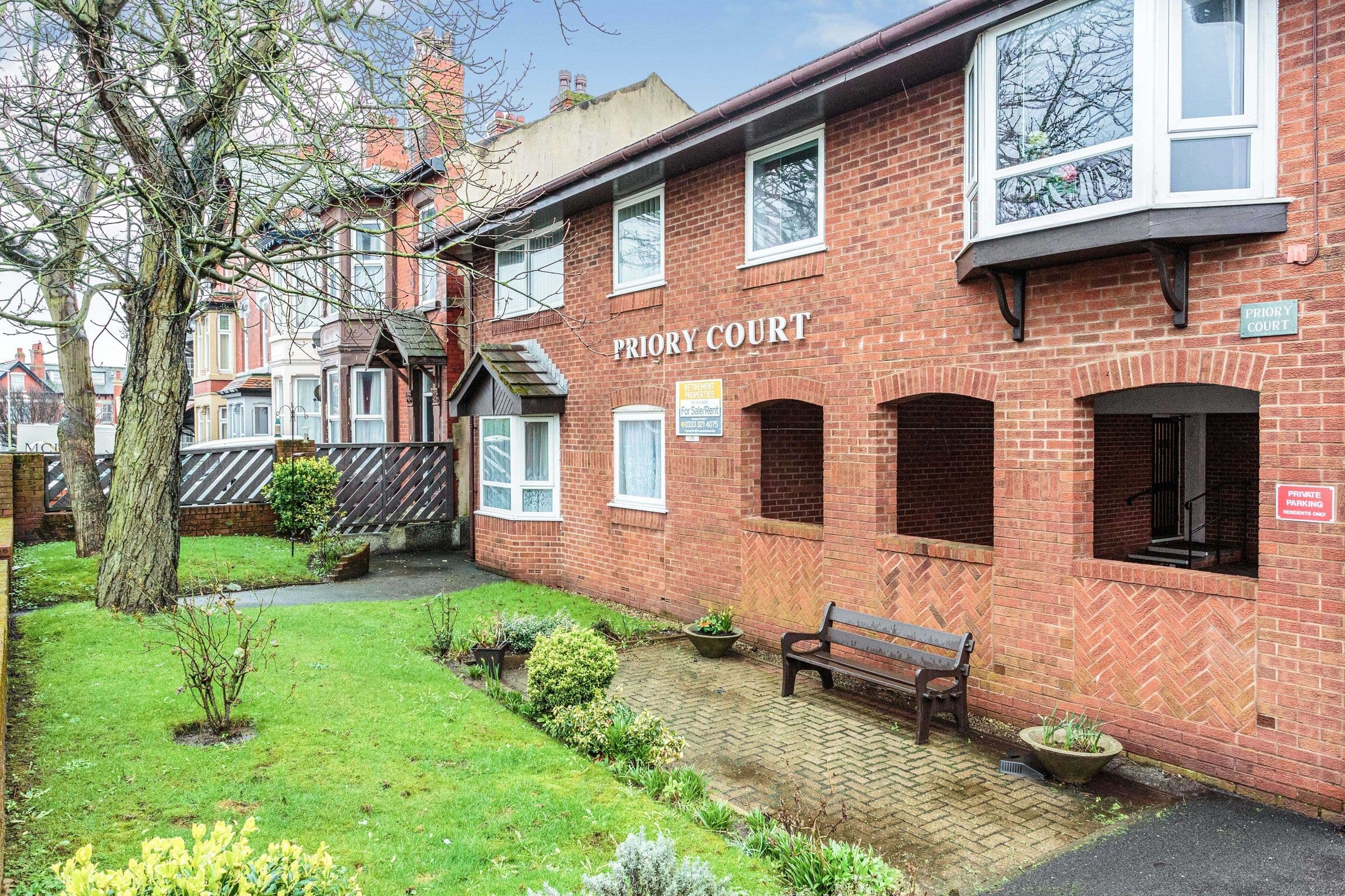 Exterior of Priory Court located in Blackpool, Lancashire