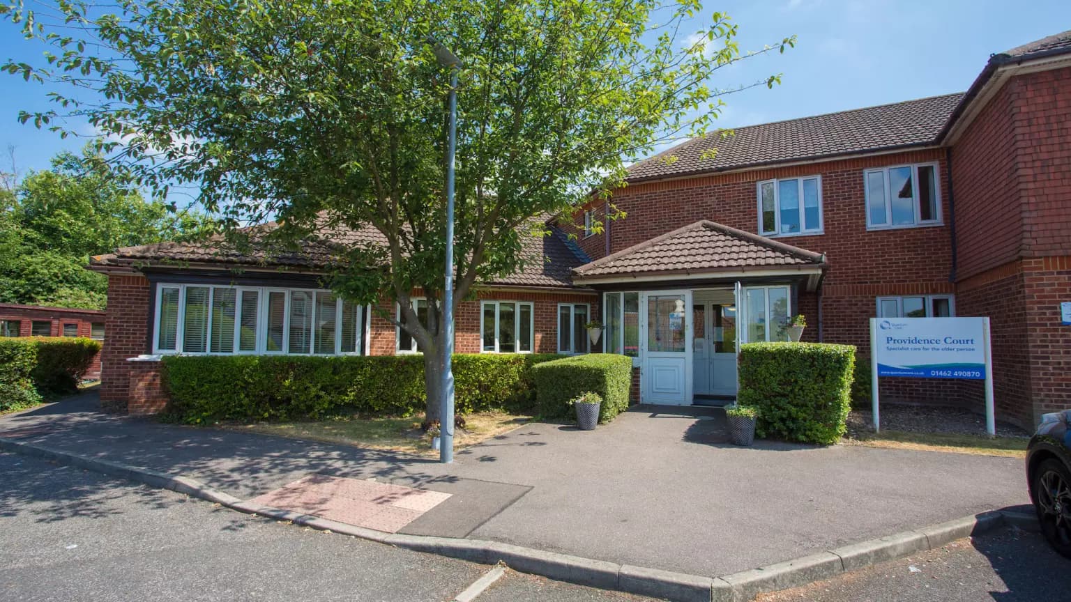 Exterior of Providence Court care Home in Baldock, Hertfordshire