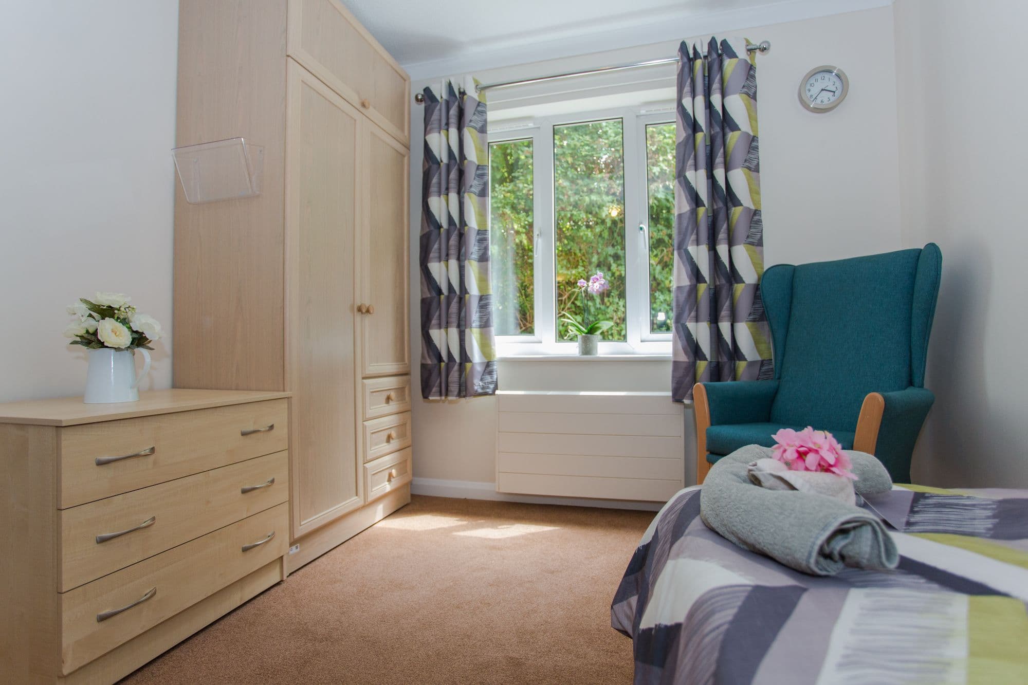 Bedroom at Providence Court care Home in Baldock, Hertfordshire