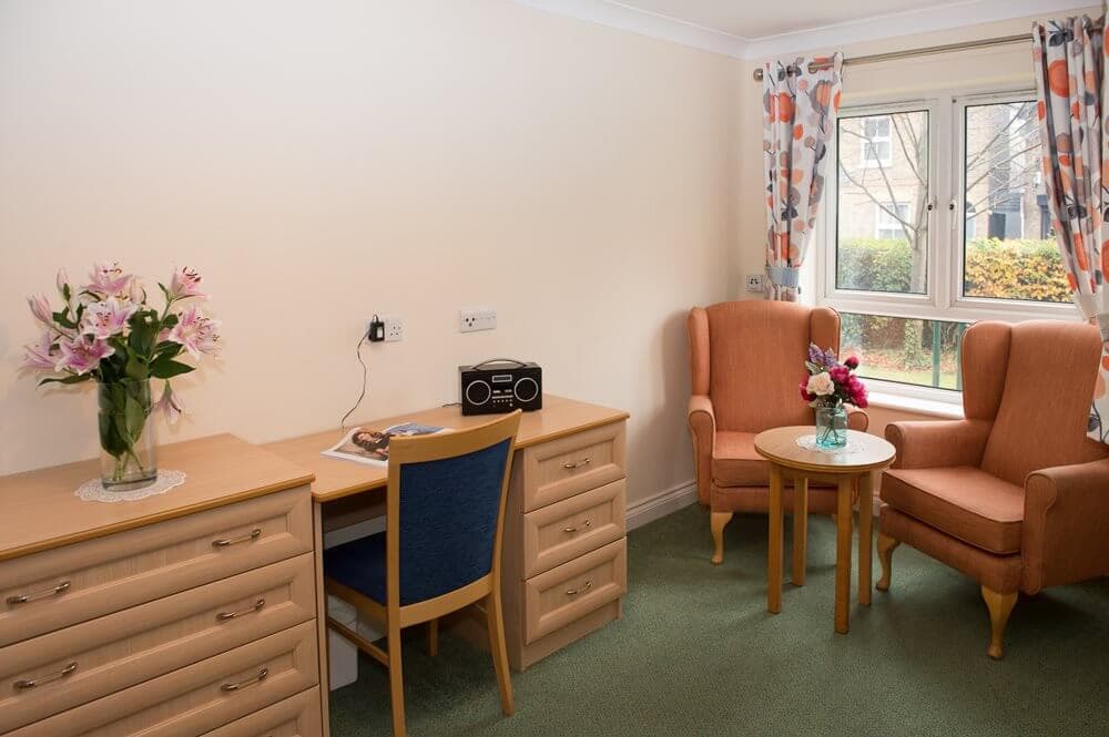 Bedroom of Queens Court Care Home in Windsor, Berkshire