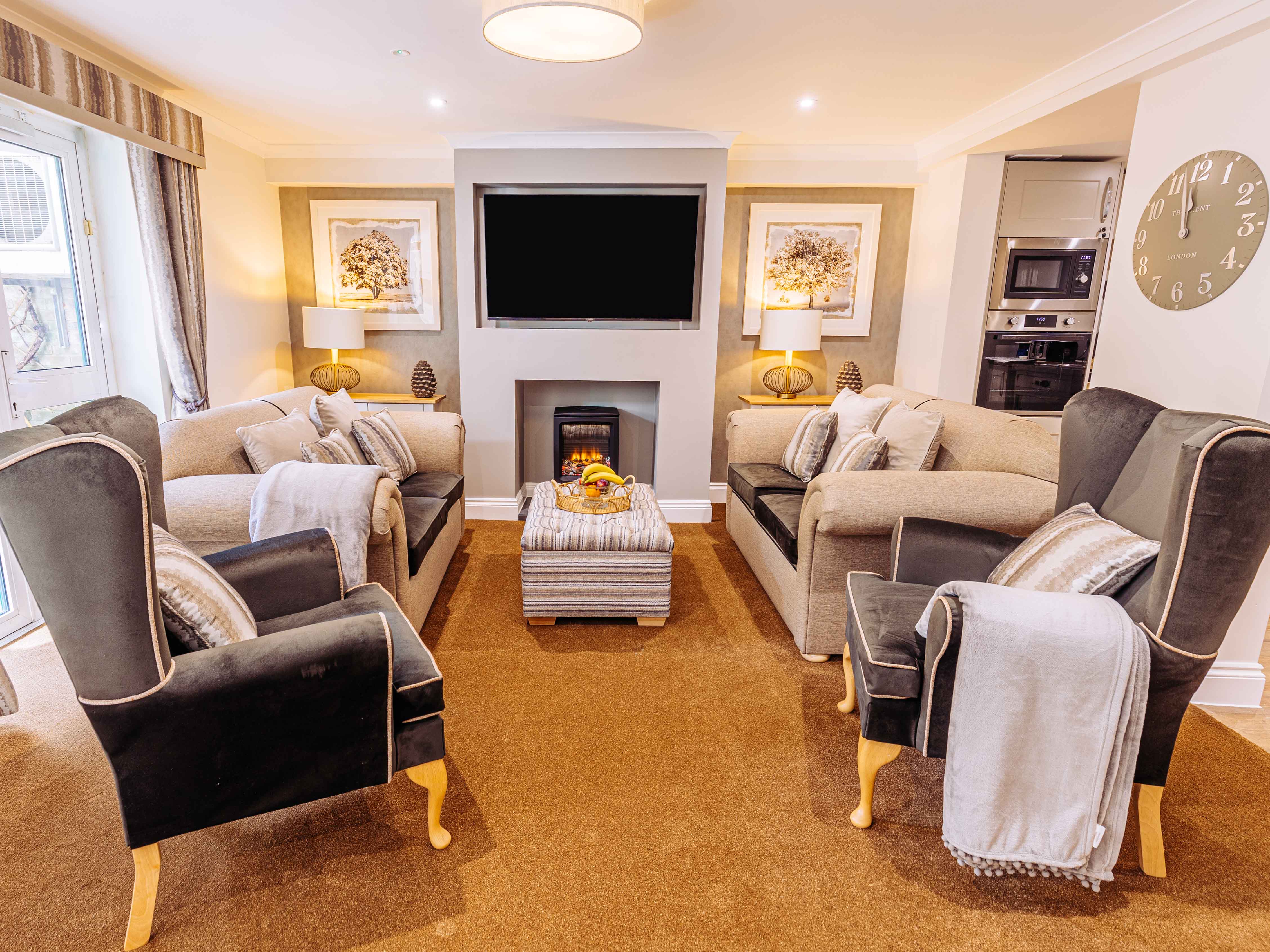 Communal Lounge at Red Oaks Home in West Sussex, South East England