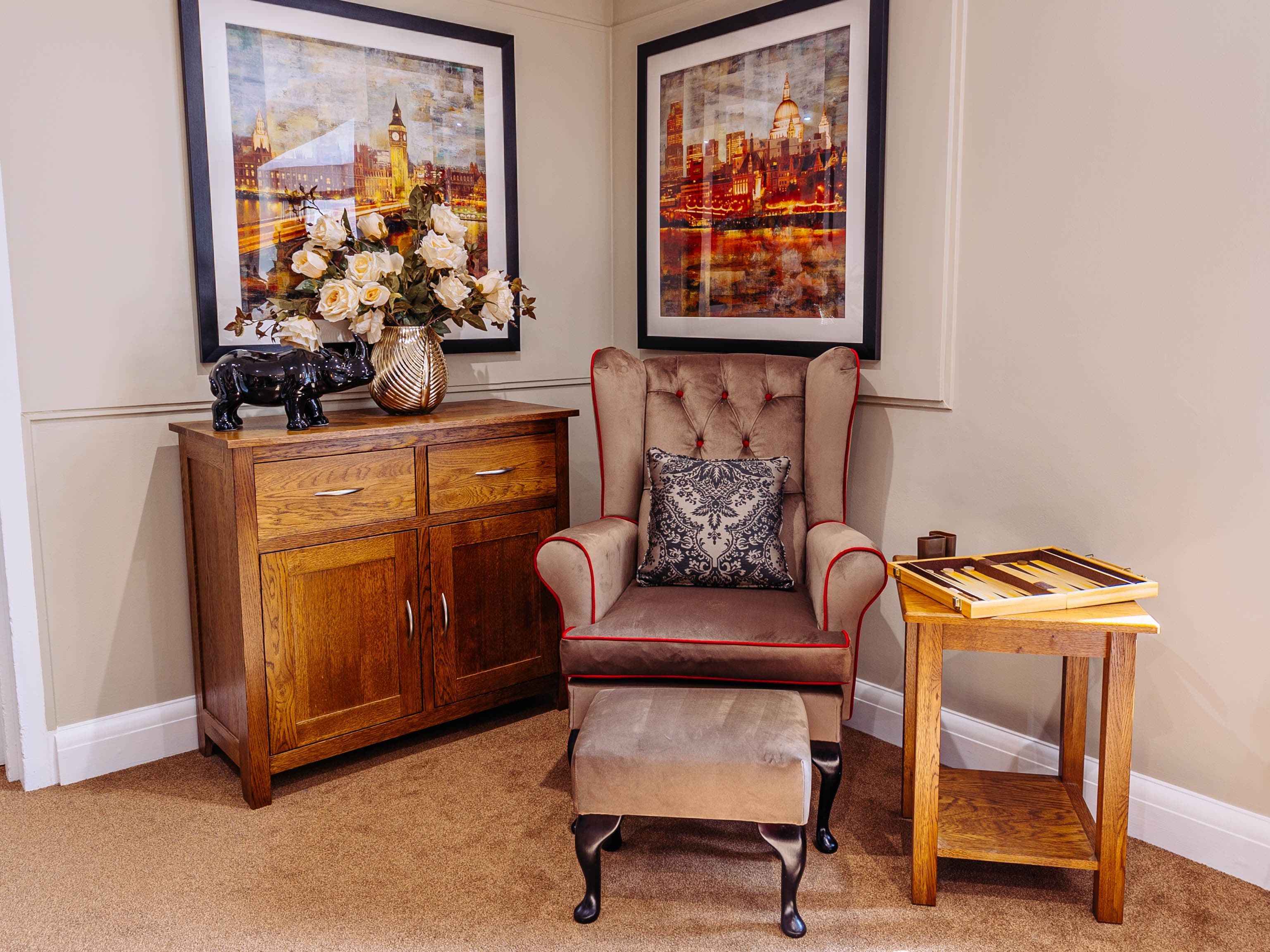 Communal Lounge at Red Oaks Home in West Sussex, South East England