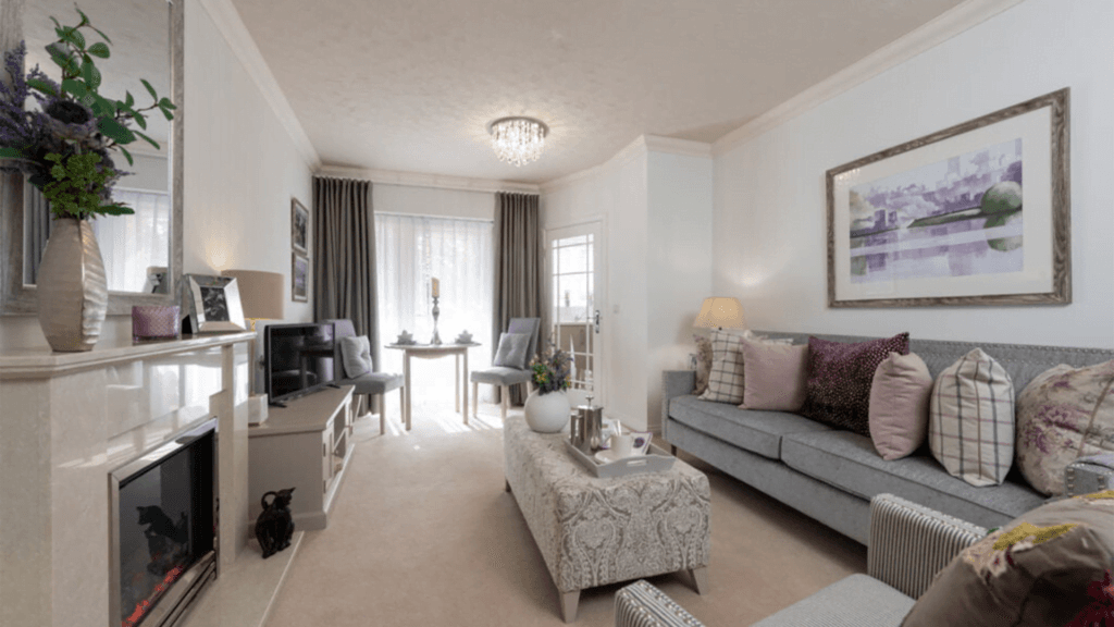 Lounge of Langton Lodge retirement development in Staines-upon-Thames, Surrey