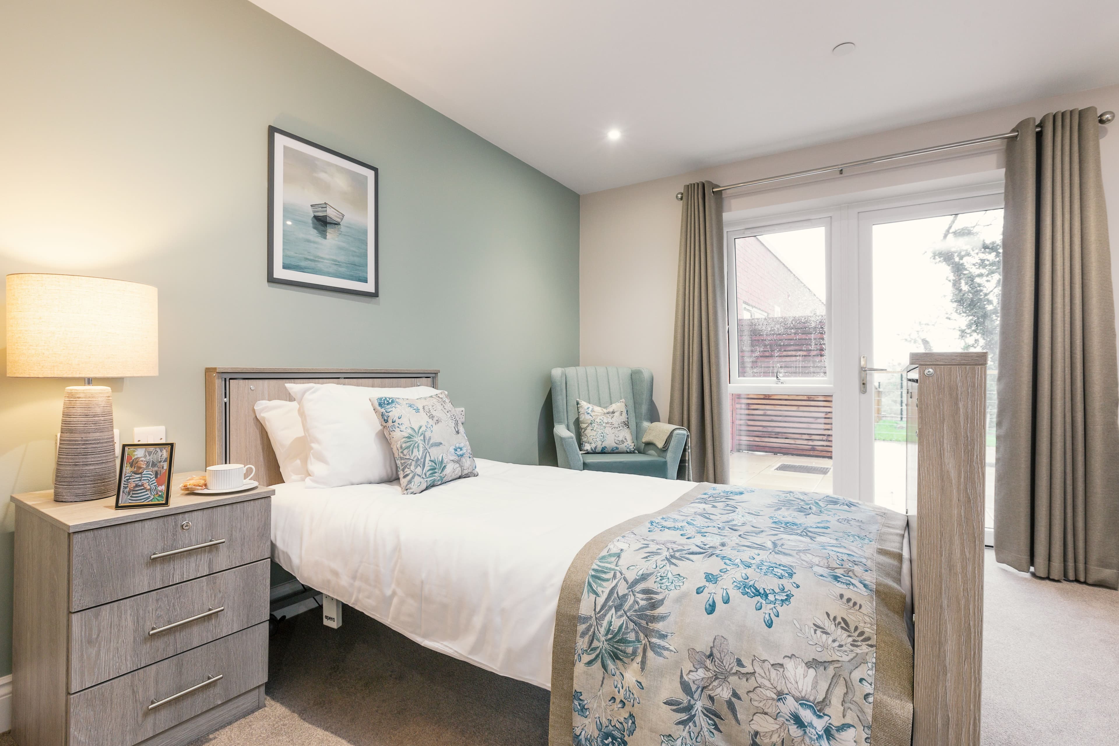 Bedroom of The Oaks care home in Birmingham, West Midlands