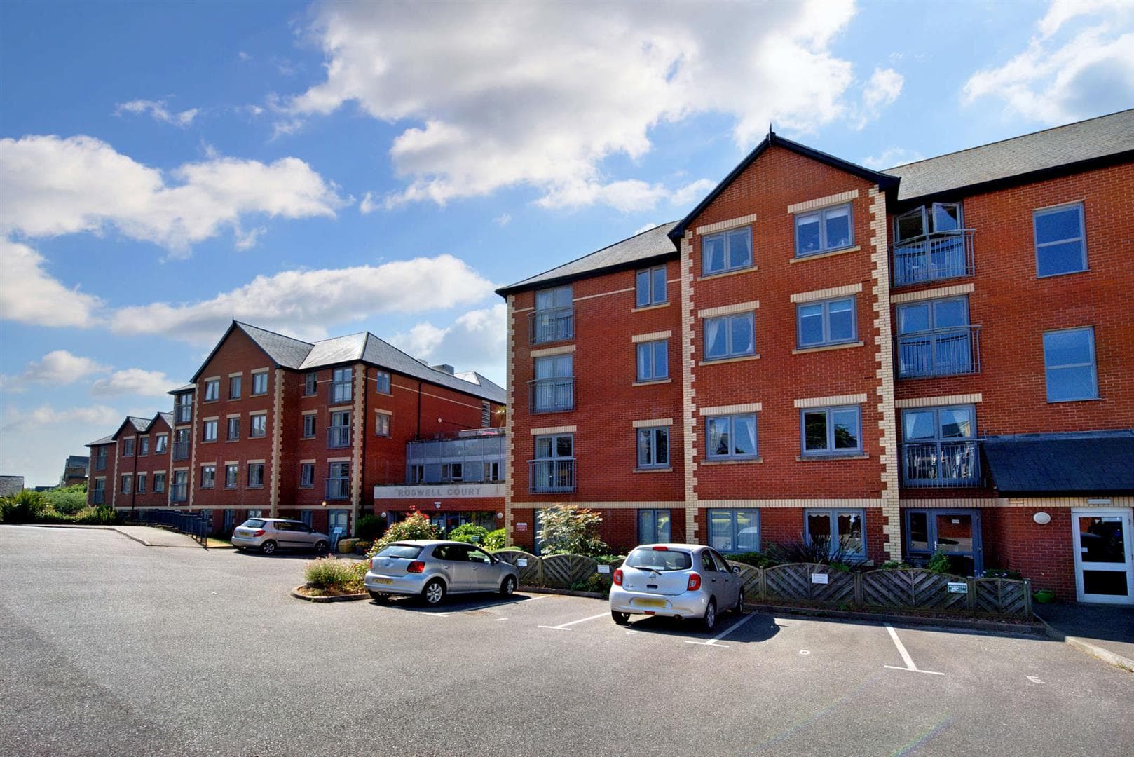 Exterior of Roswell Court Retirement Development in Exmouth, Devon