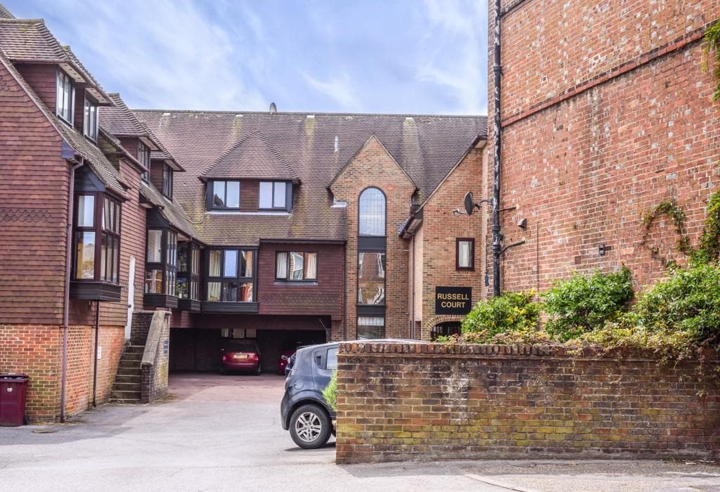 Exterior of Russell Court retirement development in Midhurst, West Sussex