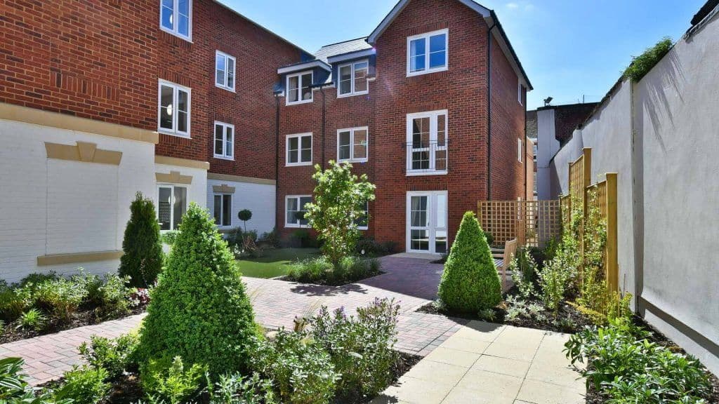 Garden of Sarum lodge Retirement Development in Salisbury, Wiltshire