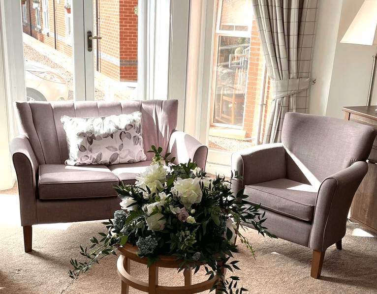 Lounge of Holmer care home in Holmer, Hereford