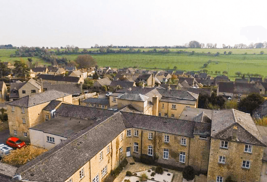 Exterior of Northleach Court care home in Cheltenham, Gloucestershire