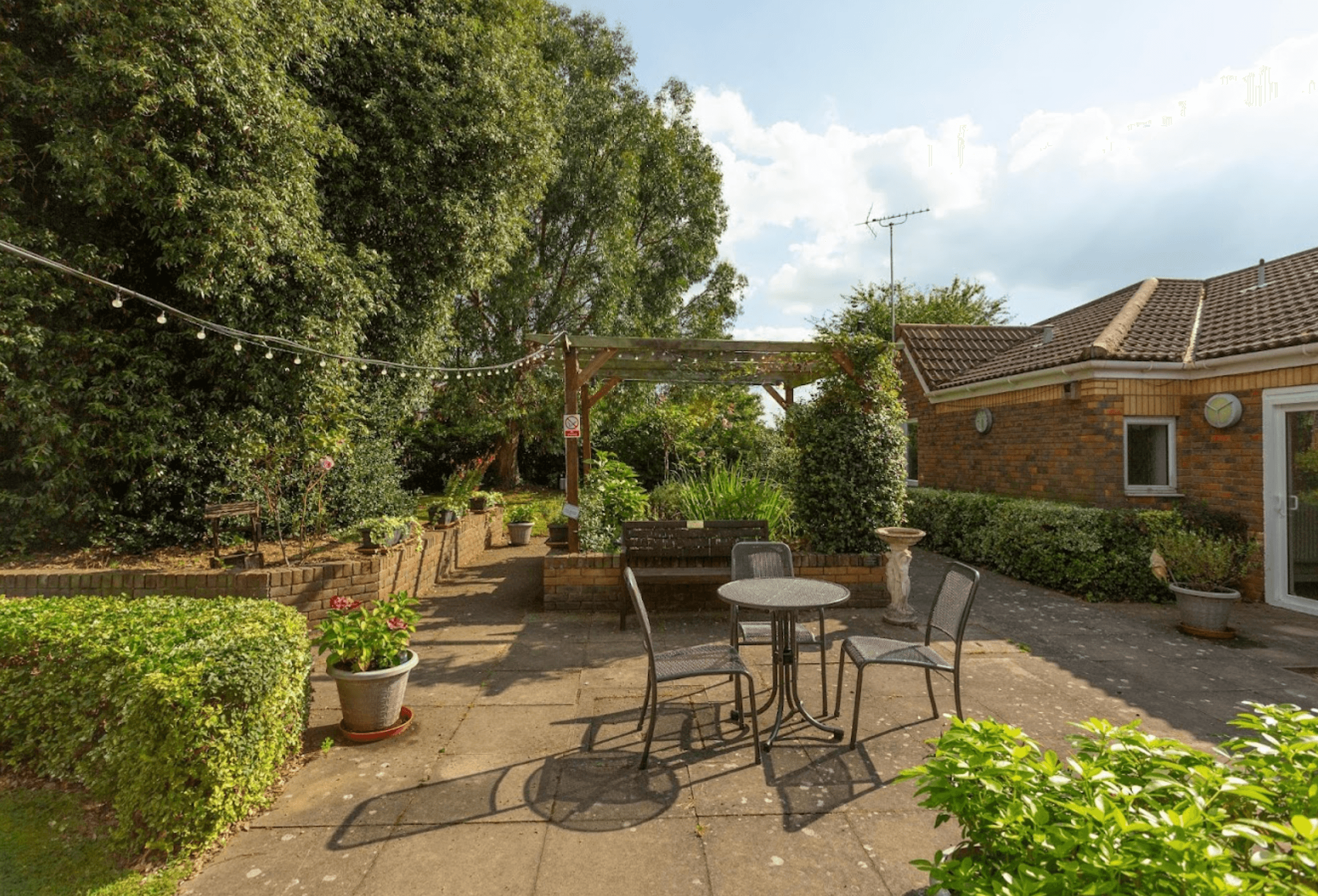 Garden of Wombell Hall care home in Northfleet, Gravesend