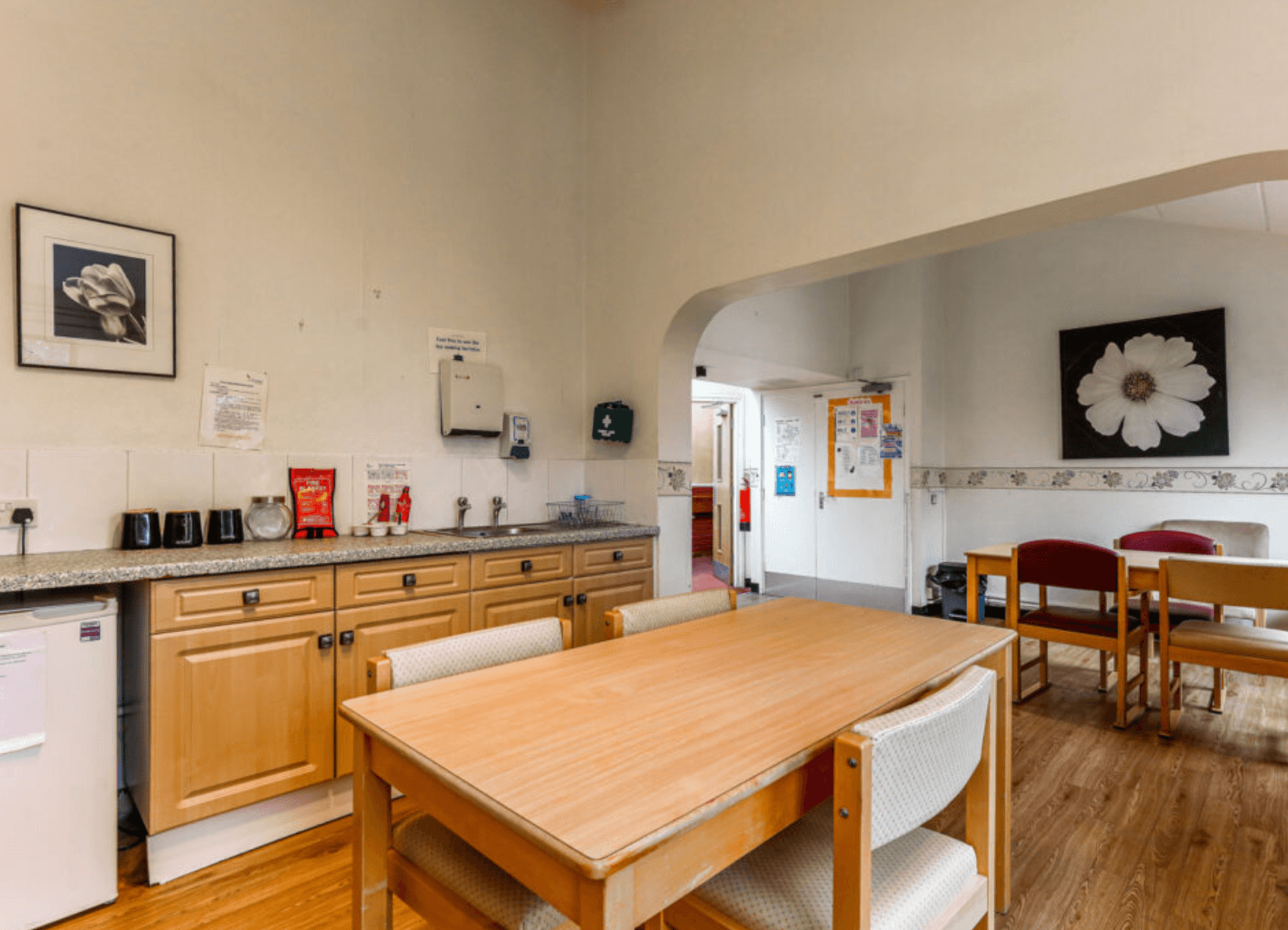 Dining area of Crossways care home in Northwich, Cheshire