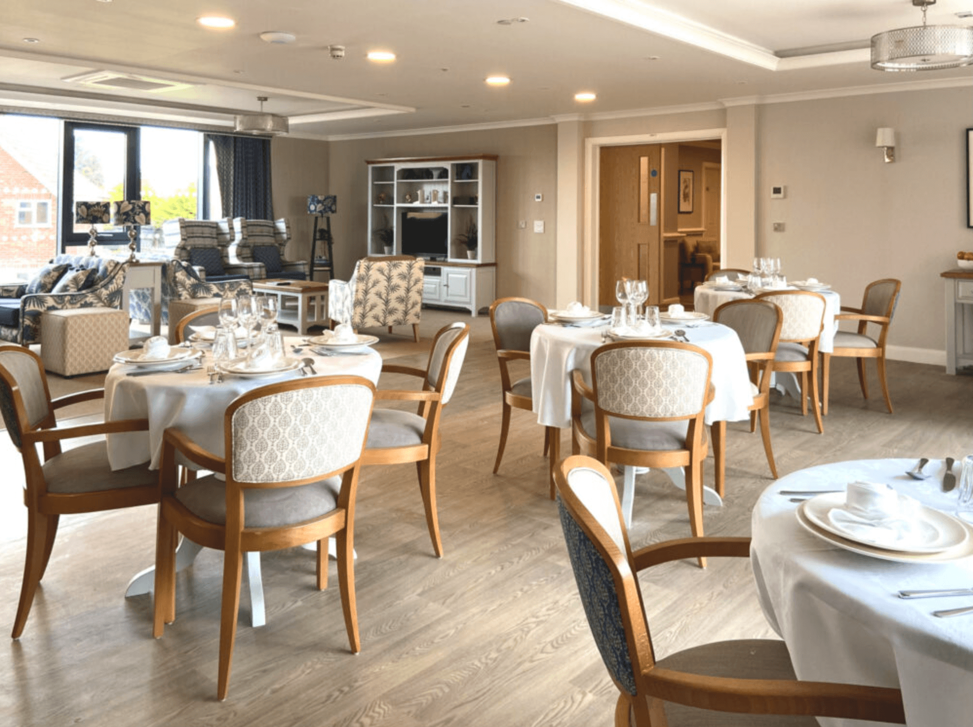 Dining room of Richard House care home in Grantham, Lincolnshire