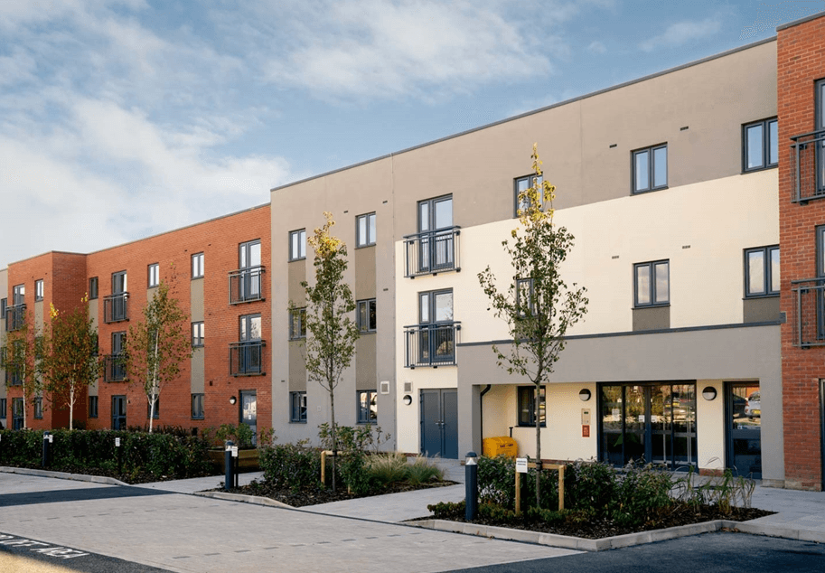 Exterior of Kingfisher Court in Taunton, Somerset