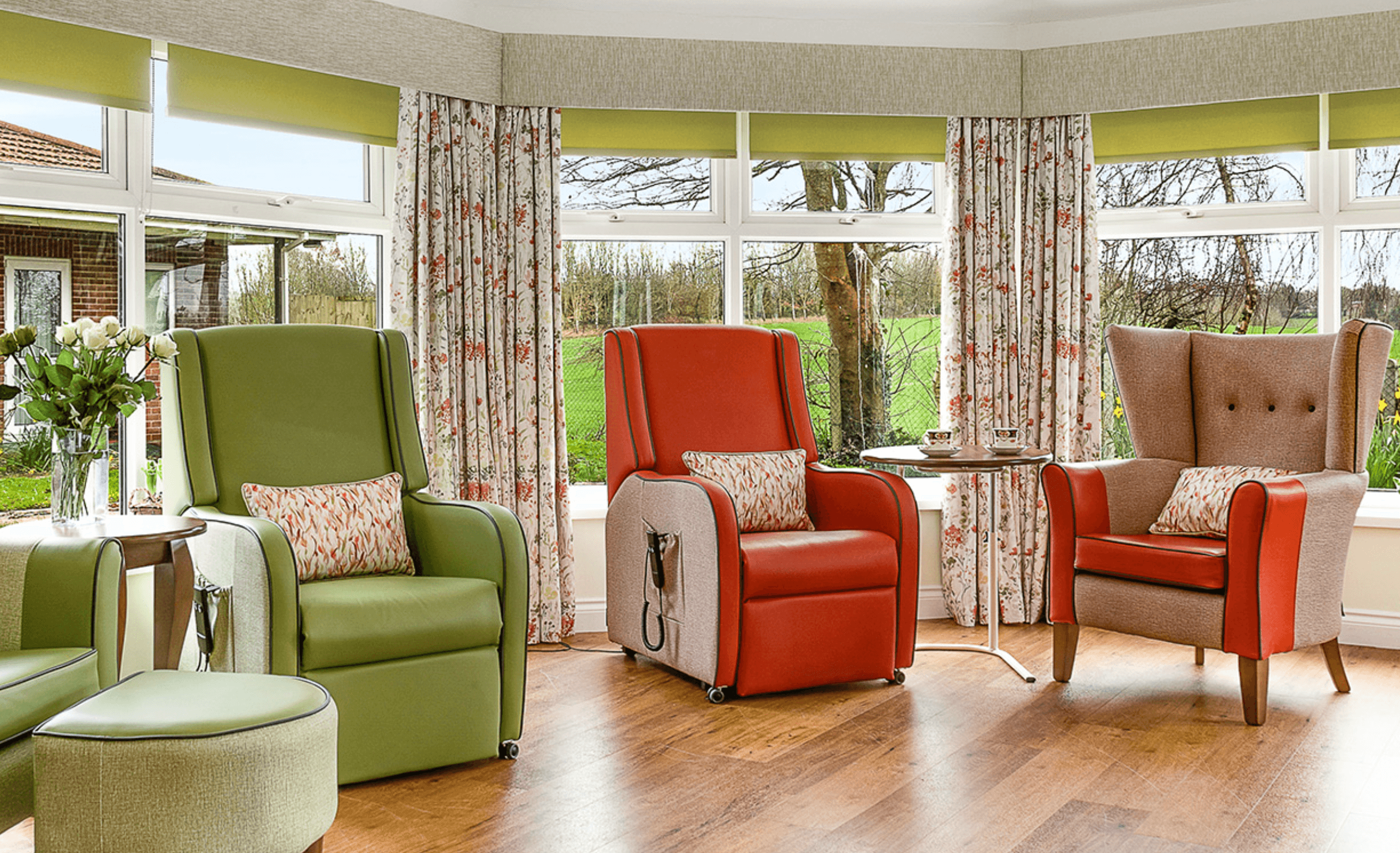 Lounge of Ashley Grange care home in Downton, Wiltshire