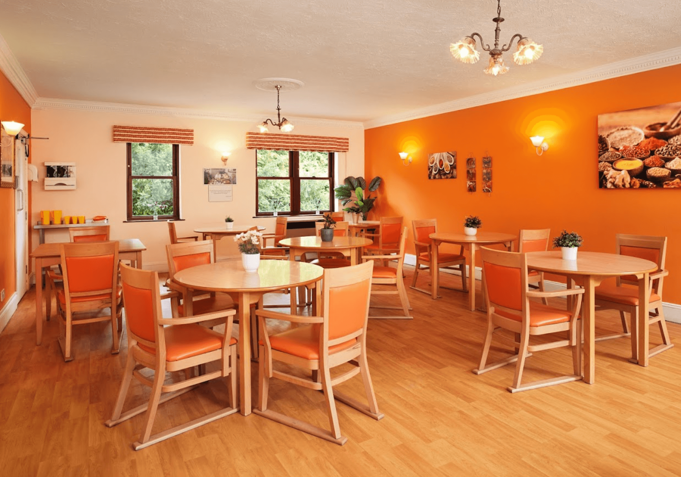 Dining area of Stokeleigh care home in Stoke Bishop, Bristol