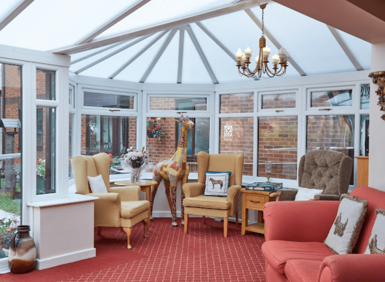 Lounge of Rhiwlas care home in Flint, Wales