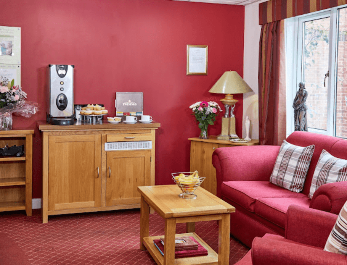 Lounge of Rhiwlas care home in Flint, Wales