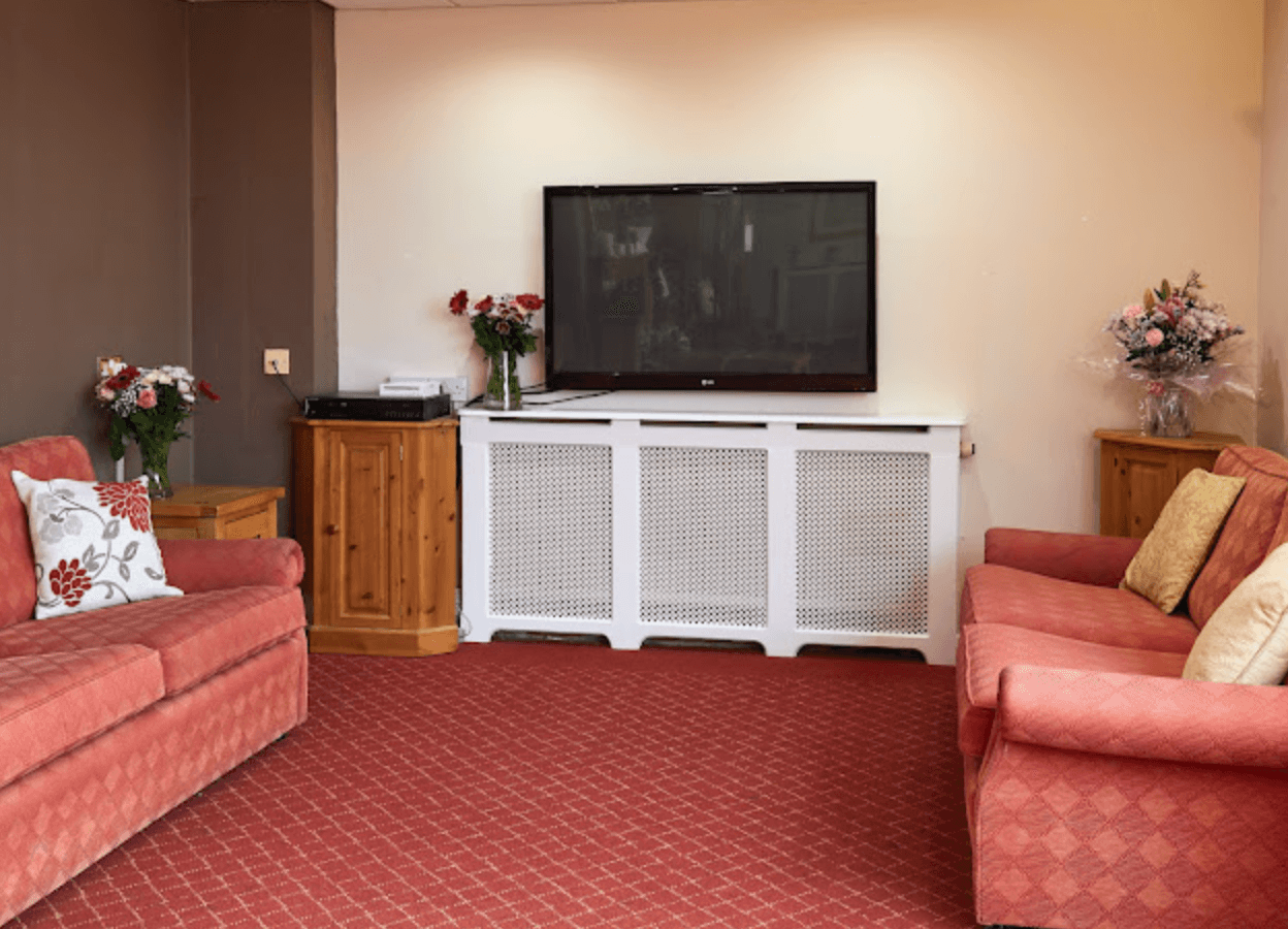 Lounge of Rhiwlas care home in Flint, Wales