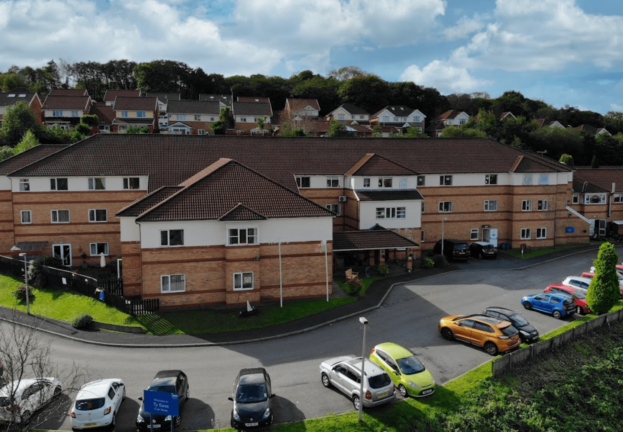 Exterior of Ty Eirin care home in Porth, Wales