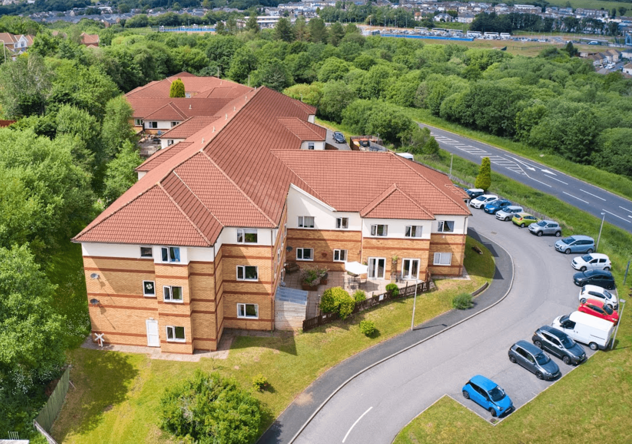 Exterior of Ty Eirin care home in Porth, Wales