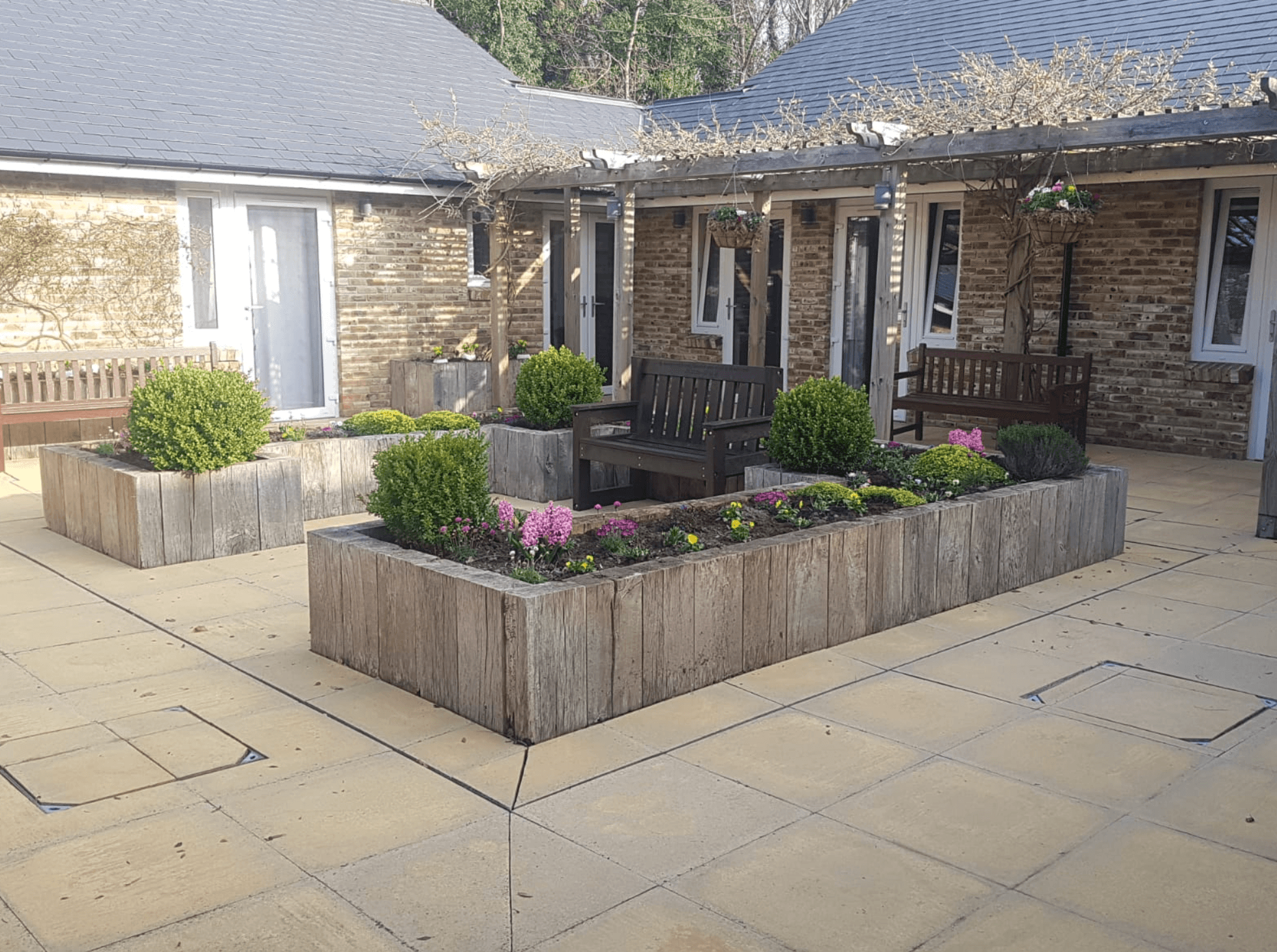 Garden of Hartley House care home in Cranbrook, Kent,