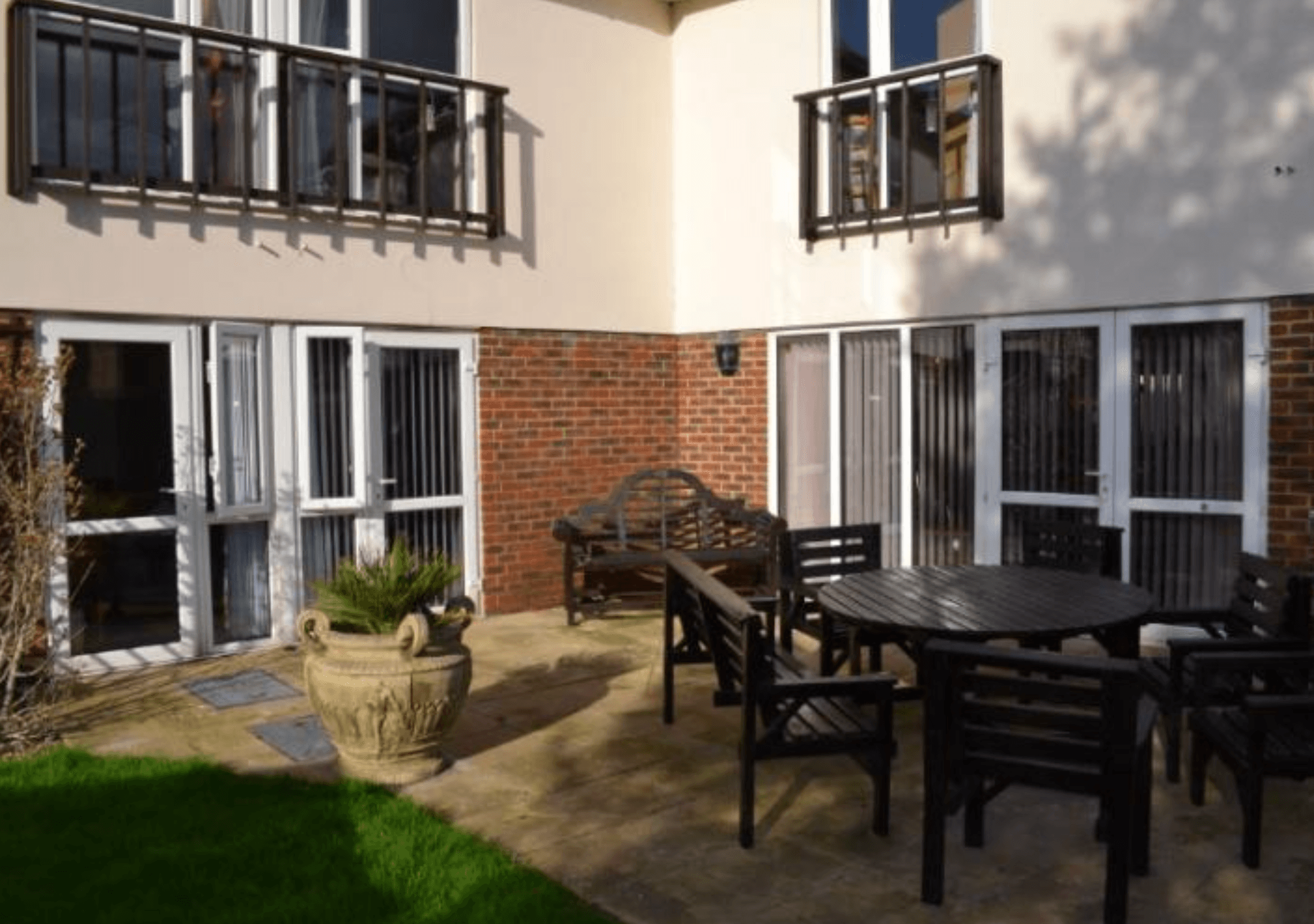 Garden Seating of Pine Lodge care home in Sittingbourne, Kent