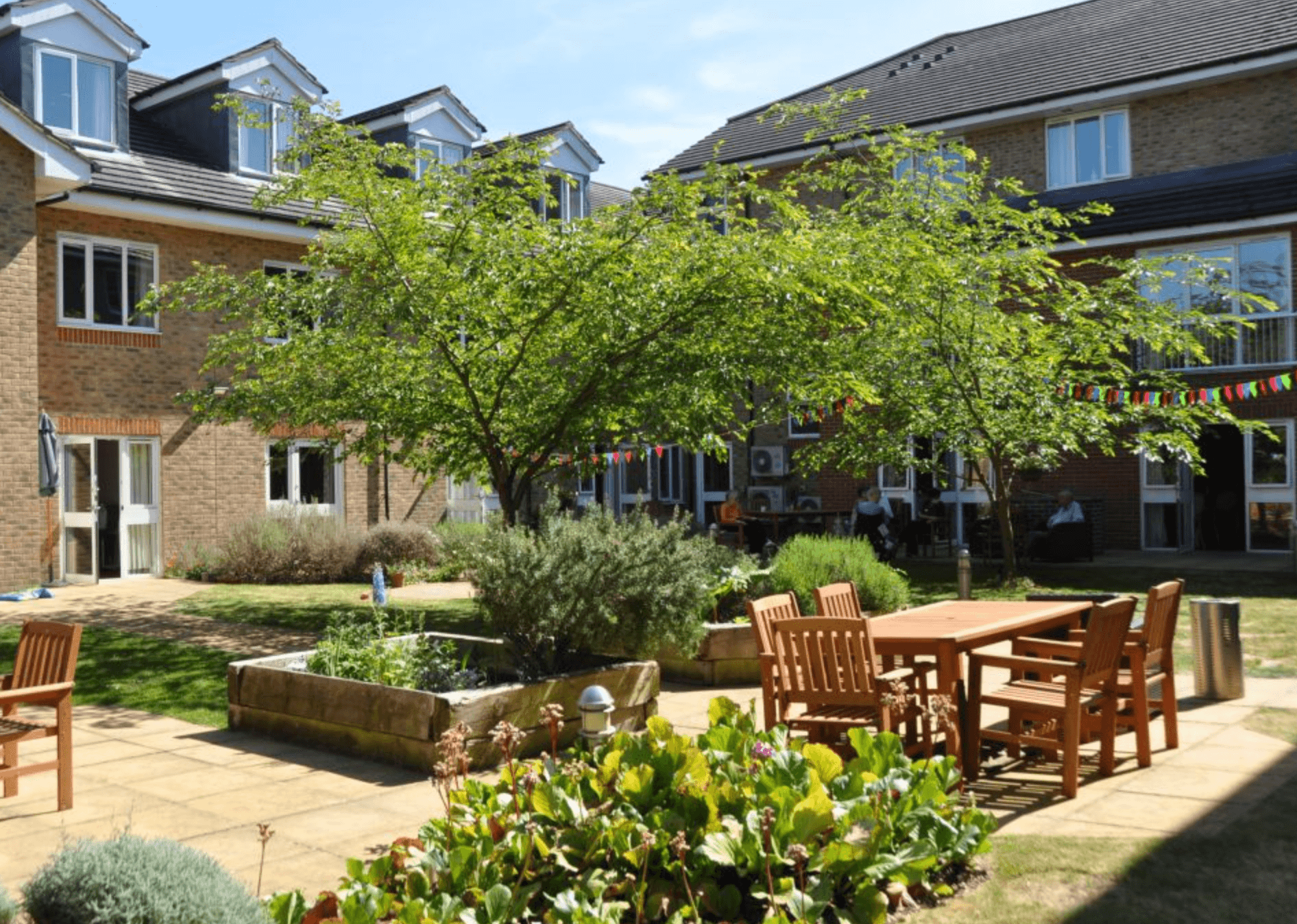 Garden of Carlton Court care home in Barnet, London