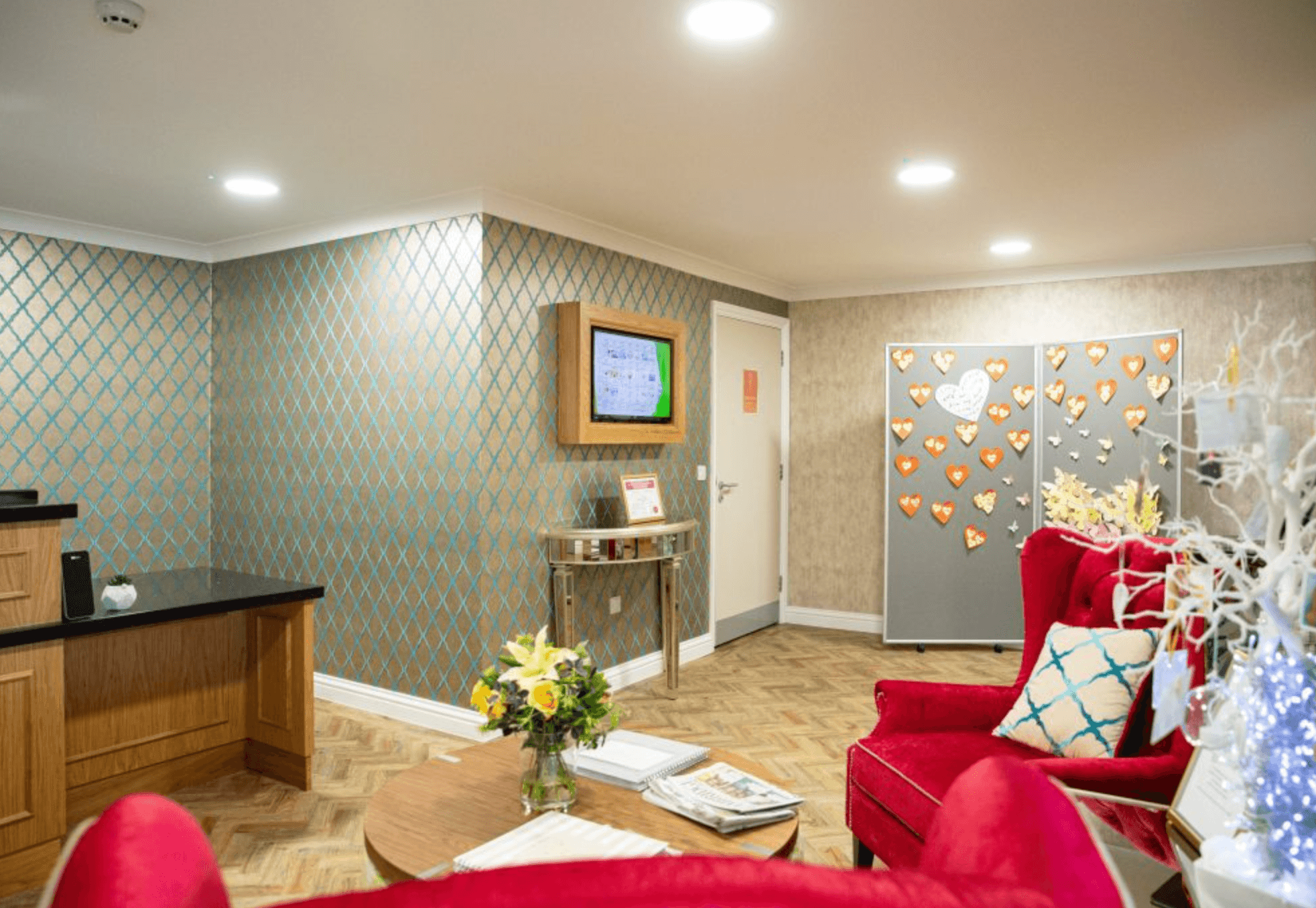 Reception of Cherry Hinton care home in Cambridge, Cambridgeshire