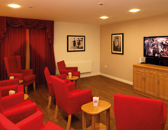 Cinema of Warren Lodge care home in Ashford, Kent