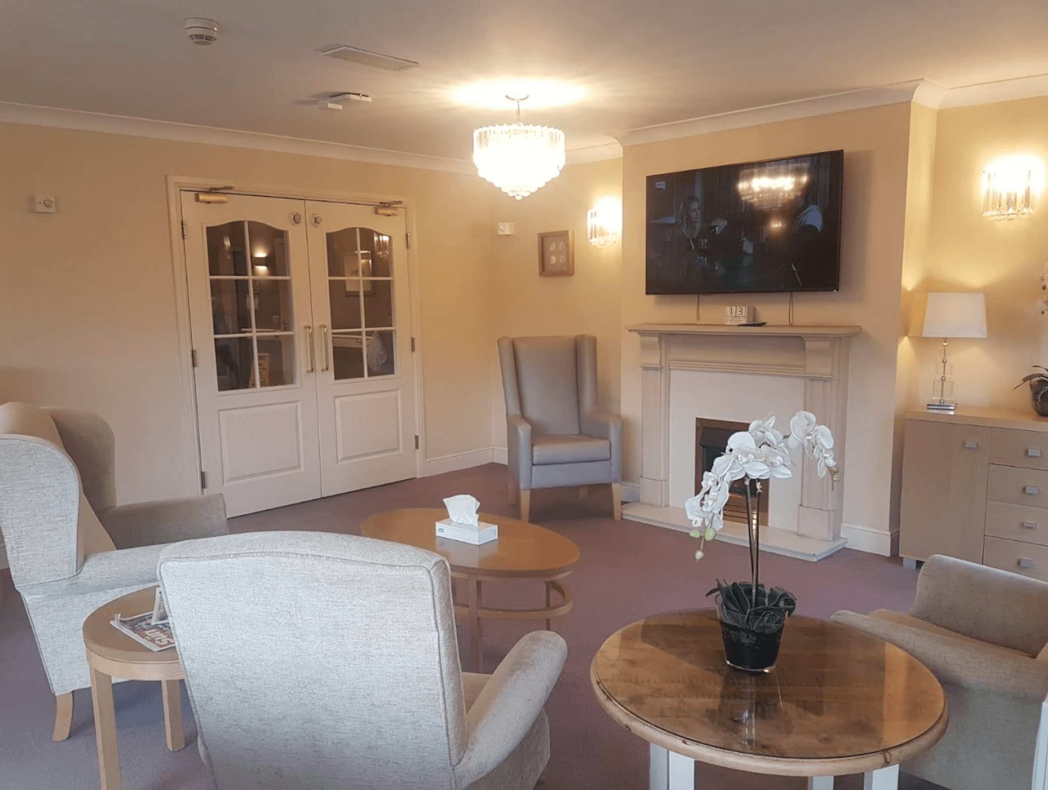 Lounge of Berkeley House care home in Hull, East Yorkshire